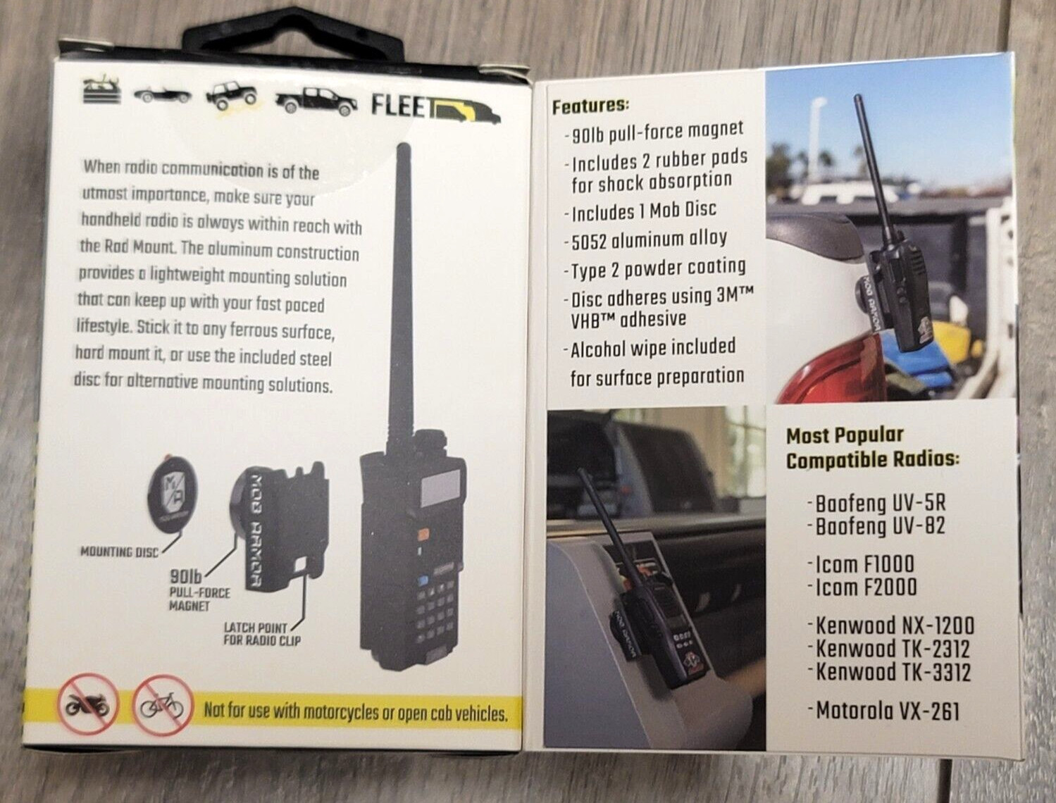 Mob Armor RAD Mount Magnetic Handheld Radio Mount System, Black #MOB-RAD-HH
