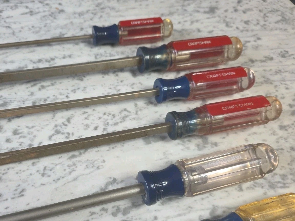 Vintage Craftsman Lot Of 8 Phillips & Slotted Flat Head Screwdriver Set USA