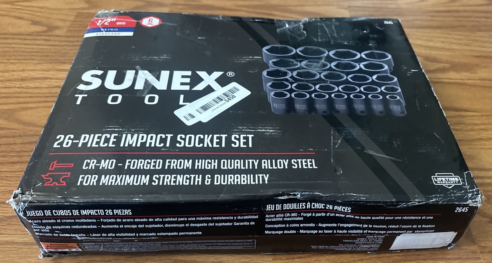 SUNEX Tools 1/2″ DRIVE METRIC 6 POINT 26-PIECE IMPACT SOCKET SET NEW READ!