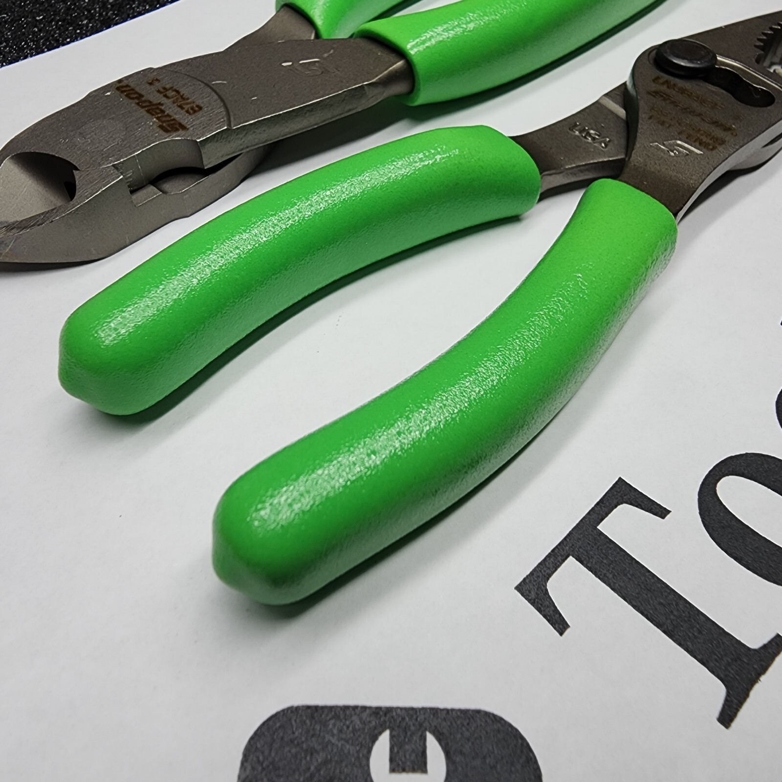 Snap-on Tools 2pc GREEN 7″ Long Nose Slip-Joint Pliers & Diagonal Cutter LN46ACF