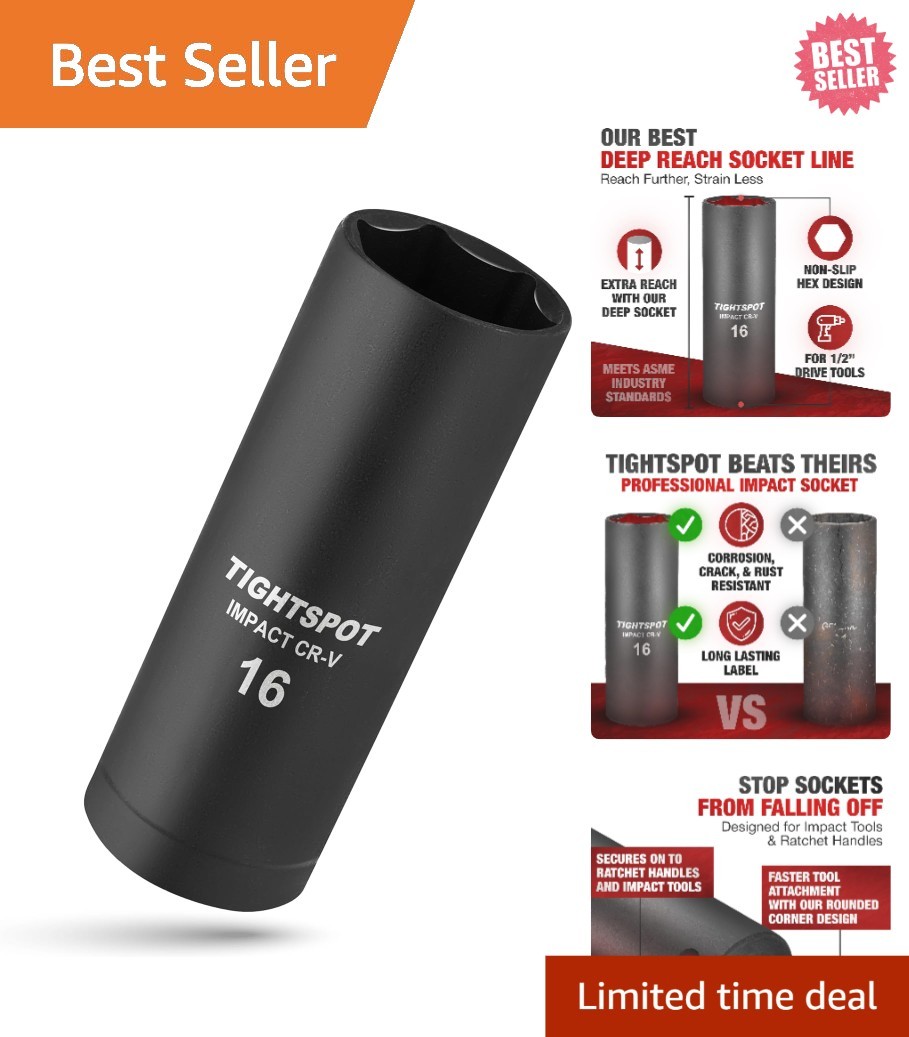 Efficient 1/2 Inch Drive 16 mm Deep Impact Socket – Fastener Friendly Design