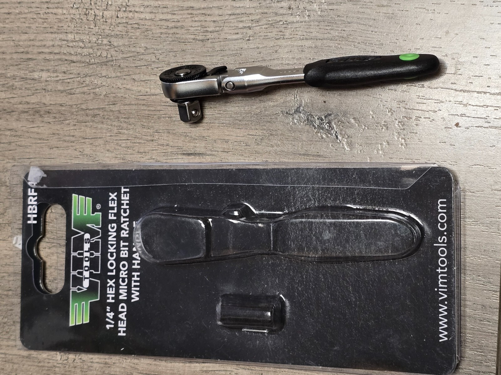 VIM 1/4″ Hex Reversible Micro Locking Flex Head Ratchet w/1/4 Sq Adapter #HBRF4