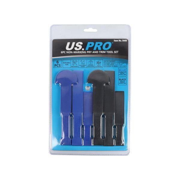 US PRO Tools 6pc Non-Marking Trim & Pry Bar Door Trim Remover Clips Tool Set
