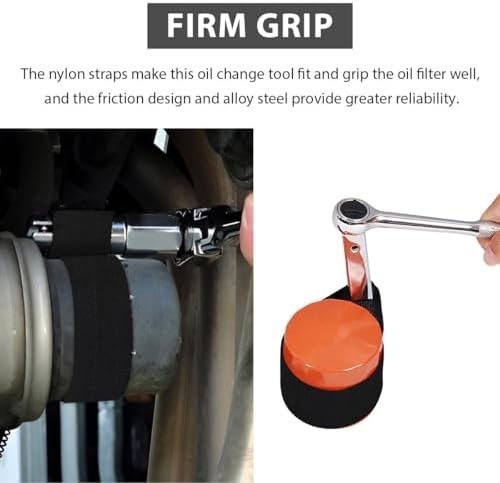 Nylon Strap Oil Filter Wrench, 1/2″ Drive Belt Type Wrench Silver & Black