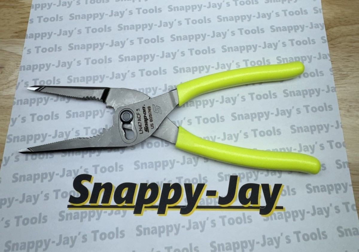 Snap-on Tools USA NEW HI-VIZ 9″ Soft Grip Long Nose Slip Joint Pliers LN47ACF