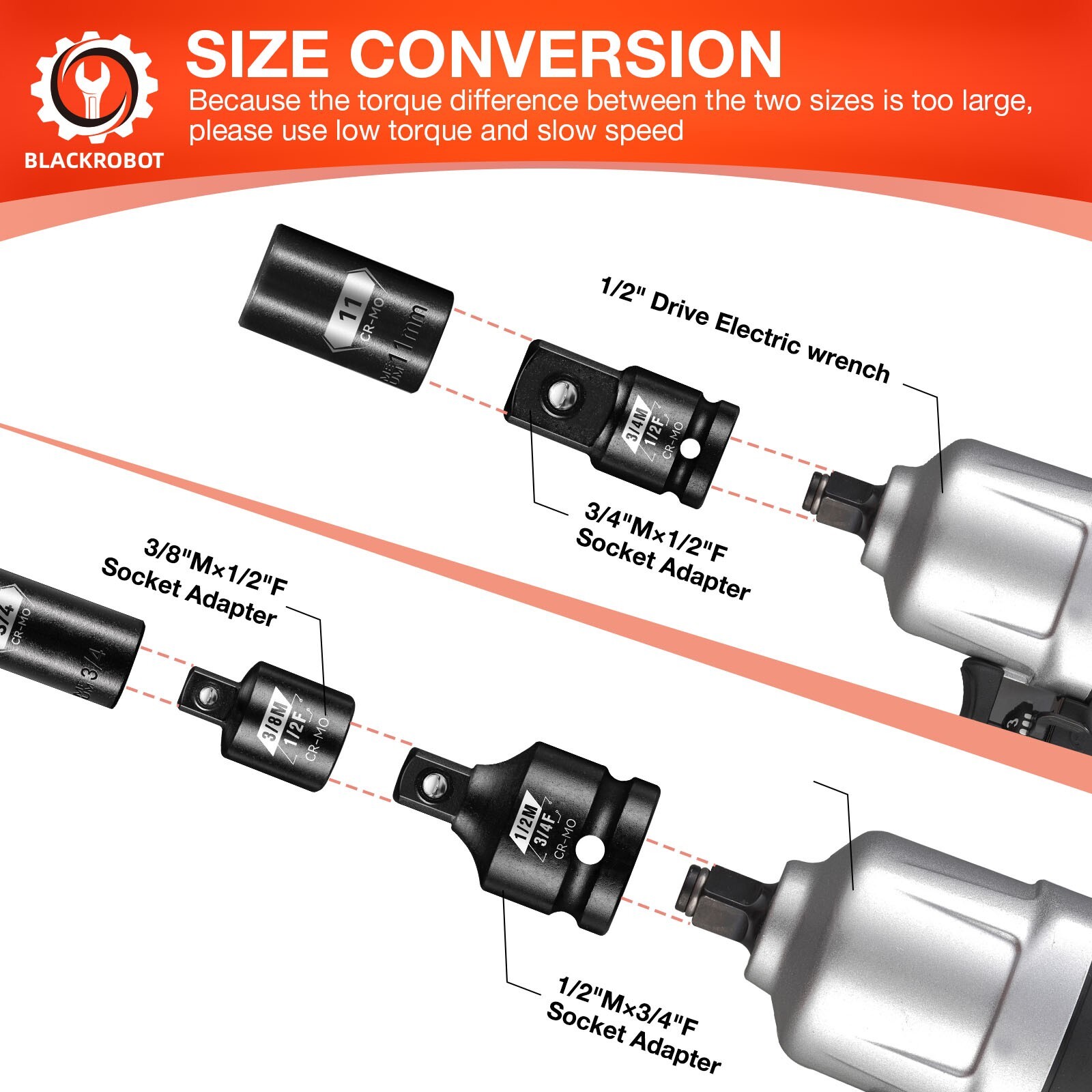 Boen Impact Wrench 1/2 Inch Brushless Electric, With 8 PCS Socket Adapter set，75