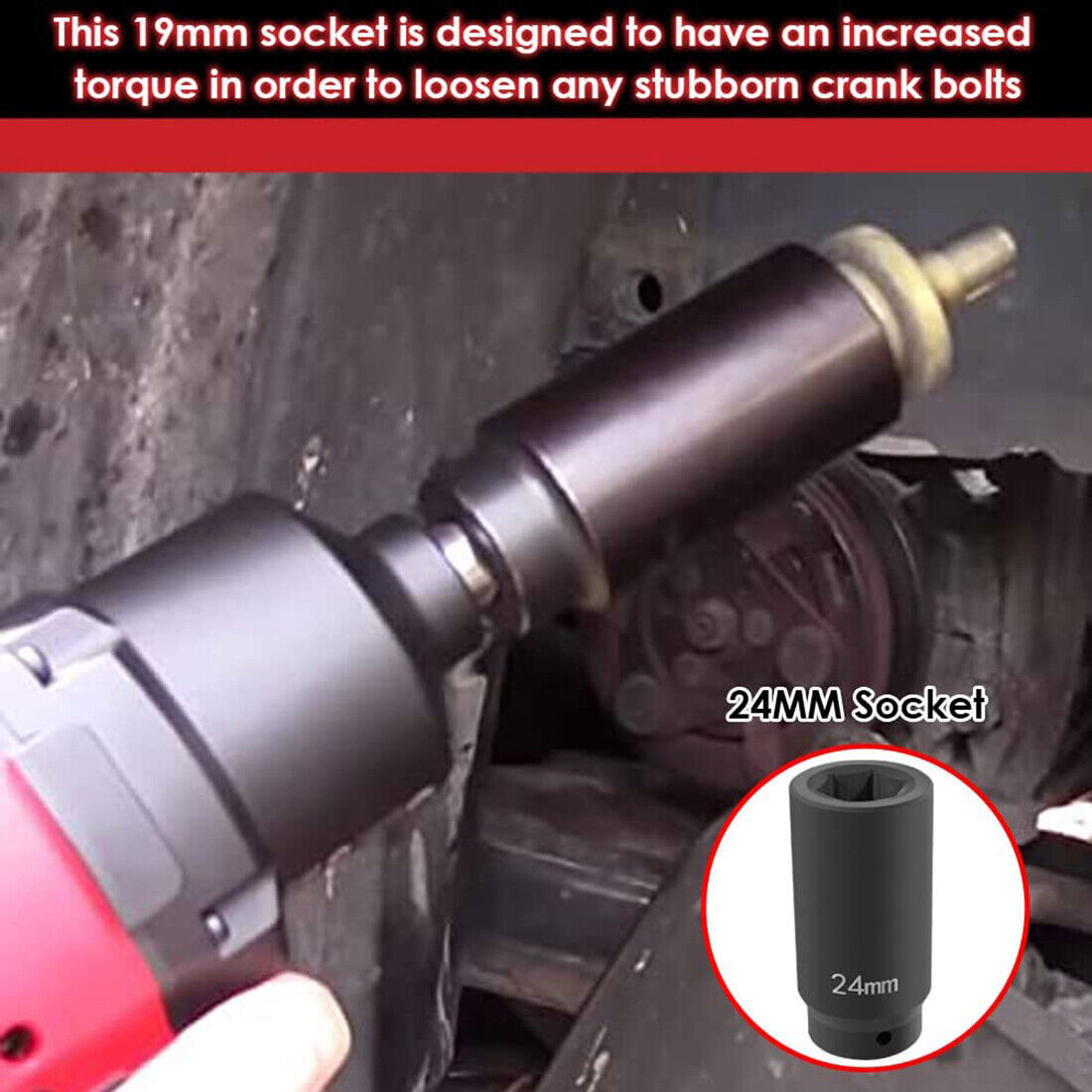 24mm Harmonic Balancer Socket for GM LS Engine Bolt Standard Impact Socket 77070