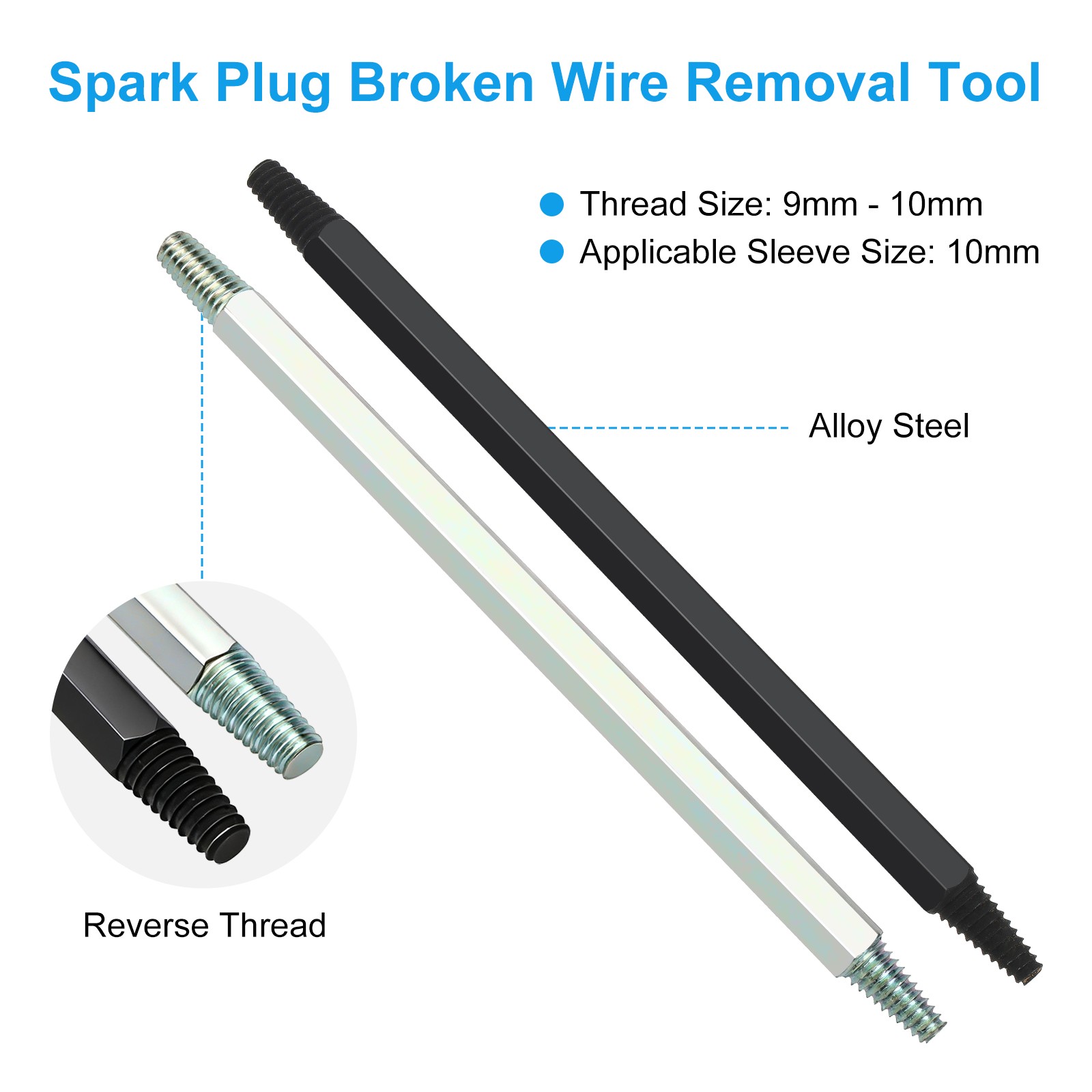 2×Spark Plug Broken Removal Tool Left-Hand Thread Alloy Steel Extractor for Cars