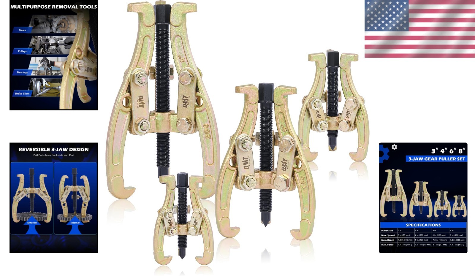 All-In-One Gear and Bearing Puller Set – 3-8″ Sizes with Corrosion Resistance