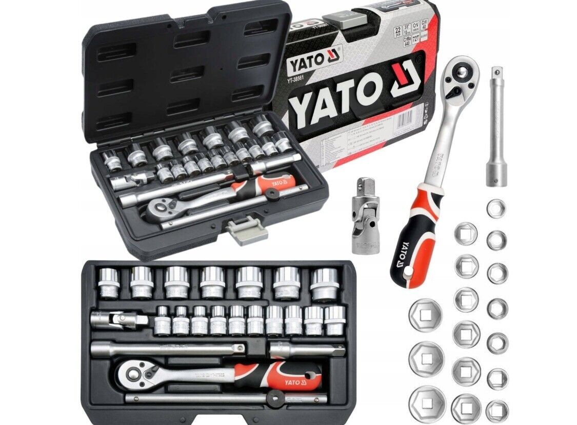 3/8″ Socket Set Ratchet 22pcs Yato Professional AS-DRIVE In Handy Case YT-38561