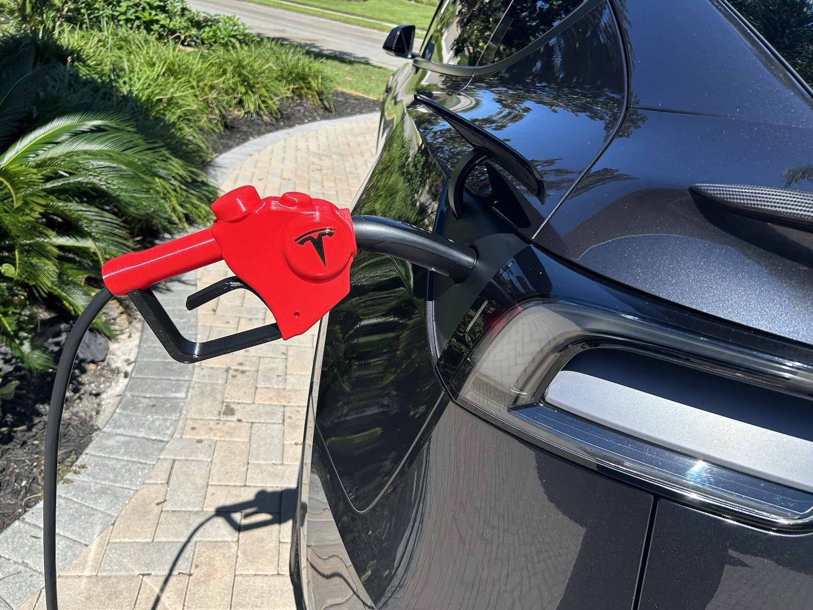 Tesla Mobile Charger Adapter Gas Pump Nozzle Multicolor Custom Made In The USA