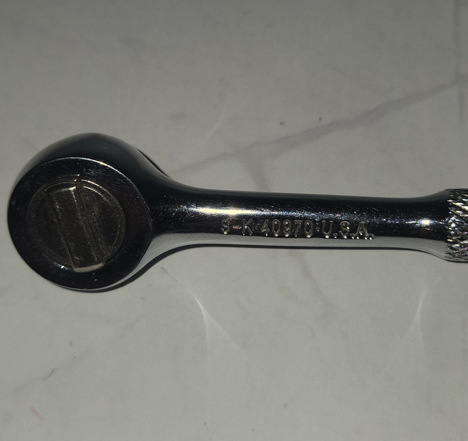 Vtg S-K Tools Ratchet 40970 1/4″ Drive Knurled Handle USA Mechanic Tool Chrome
