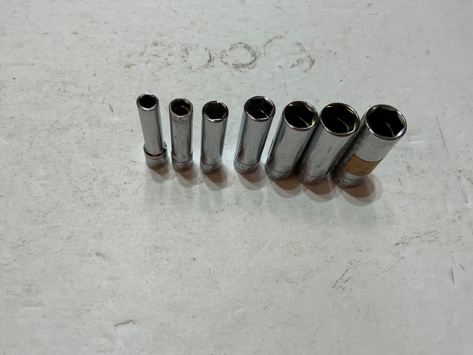 S-K tools 7pc 1/4″ drive metric deep well 6pt socket set 6mm-14mm USA made