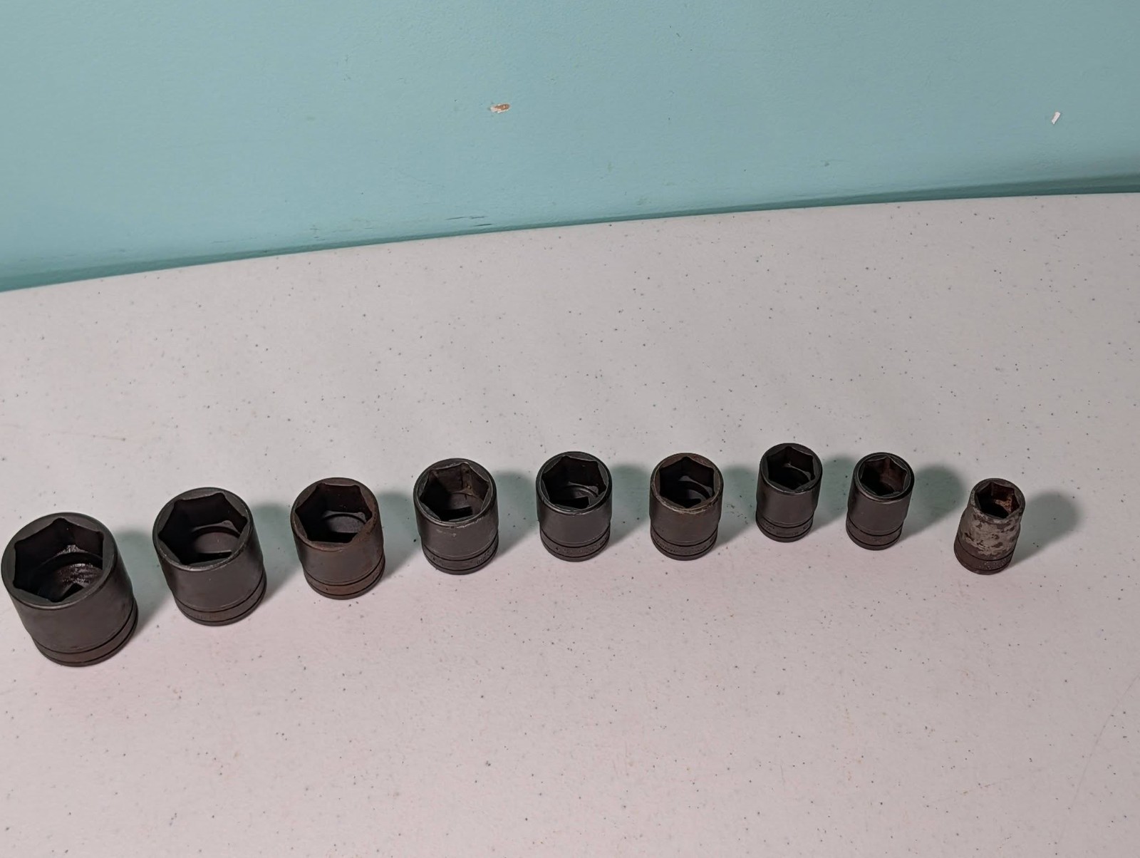 Snap-On Shallow Sockets Lot of 9 Standard 1/2″ Drive 1 1/4″, 1 1/8, 1″, 15/16,