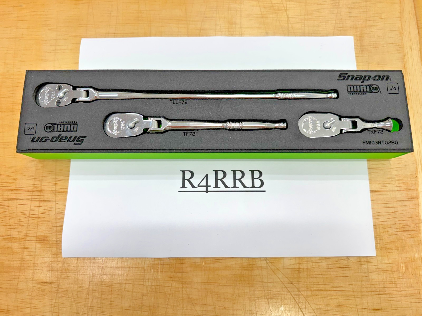 Snap-on Tools USA NEW 6pc 1/4″ Drive Fixed Flex Head Ratchet RARE GREEN FOAM Set