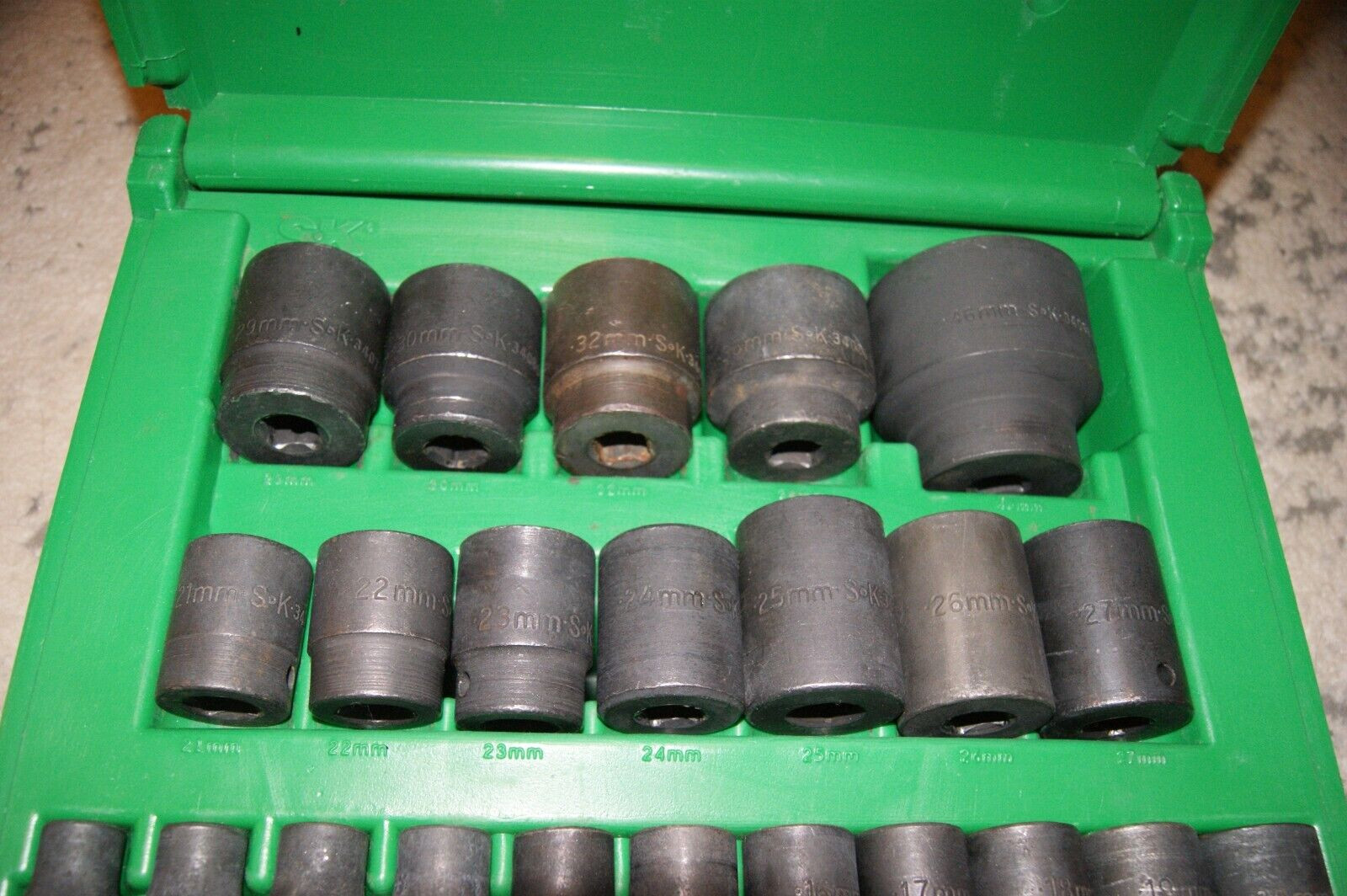 S,K 340 SERIES 23 PIECES METRIC SET 6 POINT IMPACT SOCKET SET 1/2″ DRIVE USA
