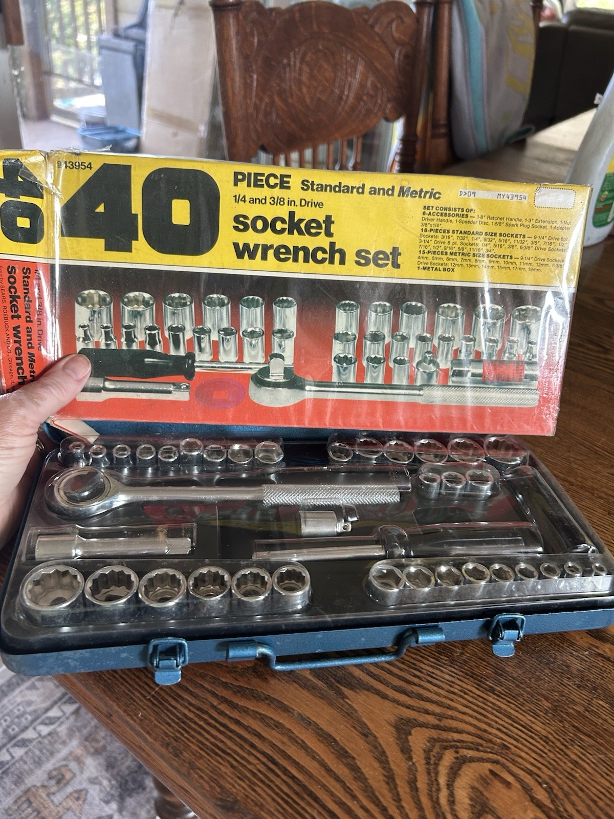 VINTAGE Sears40 Pc SOCKET WRENCH SET CASE METRIC &US Imperial GARAGE MECHANICS