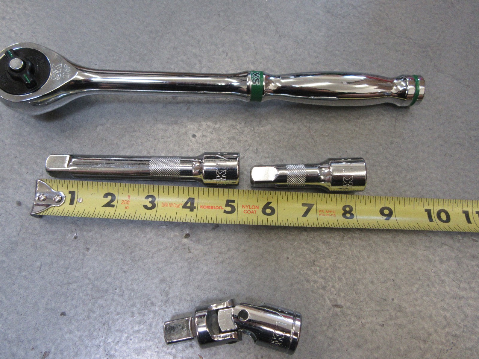 SK Professional Tools 216P 1/2″ Drive Ratchet w/ 3″ + 5″ Extensions & Swivel