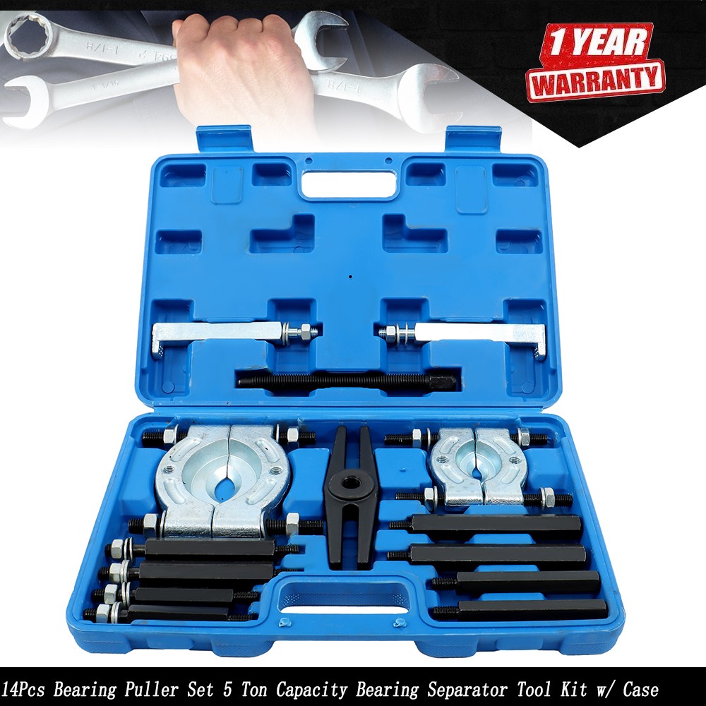 14Pcs Bearing Puller Tool Set 5 Ton Capacity Bearing Separator Tool Kit w/ Case