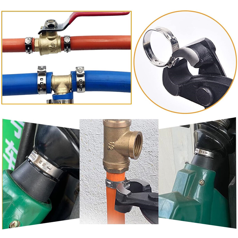 130/100 Hose Clamp Single Ear Stainless Steel Clip Crimp Air Water Fuel Pipe Set