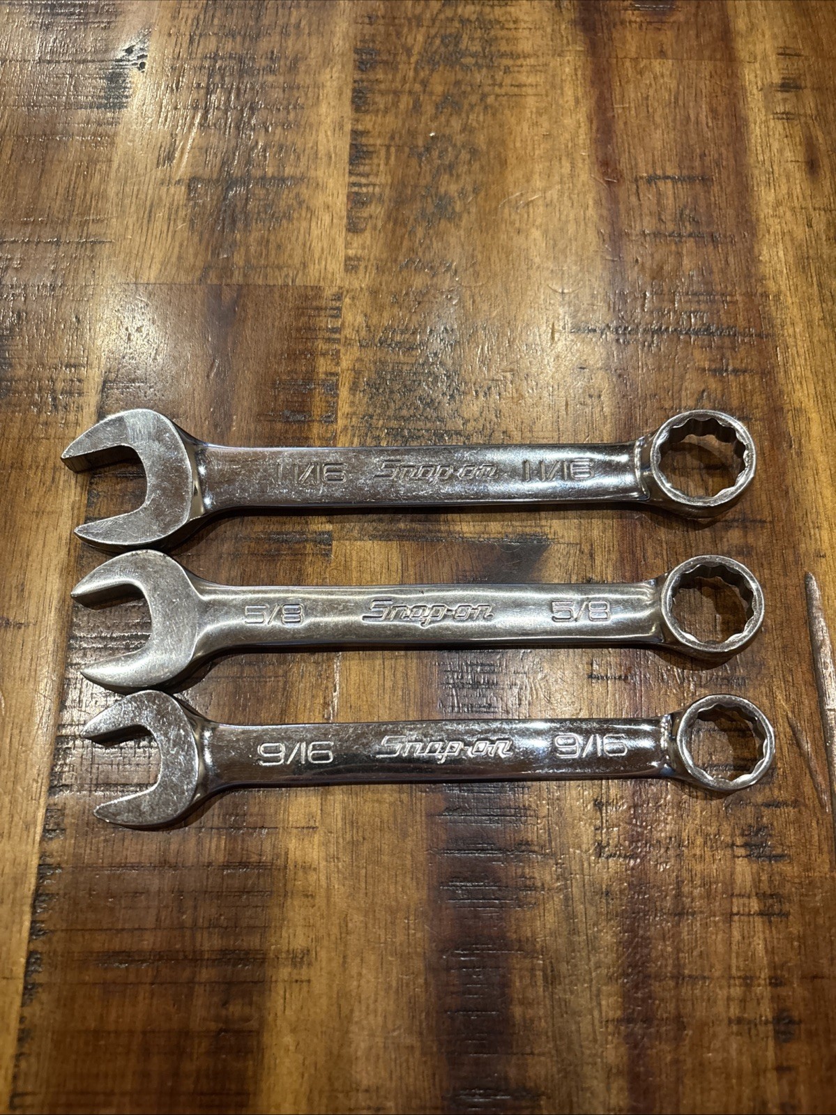 Snap On Tools 9/16”, 5/8”, & 11/16” Short Handle Combination Wrench 12pt USA EUC