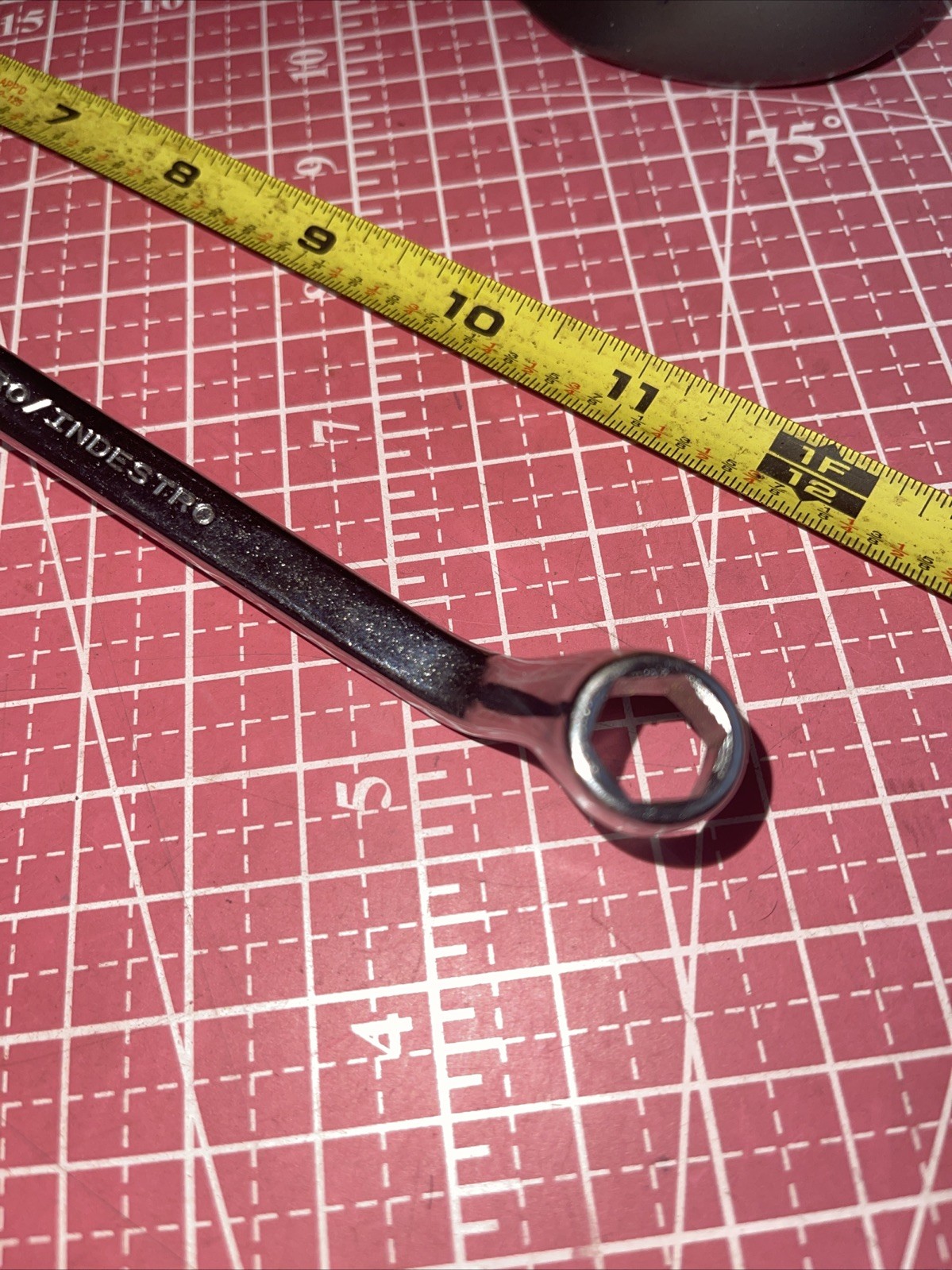 NOS Duro Indestro USA 730 3/8 X 7/16 In SAE 6 Point Box End Wrench Offset