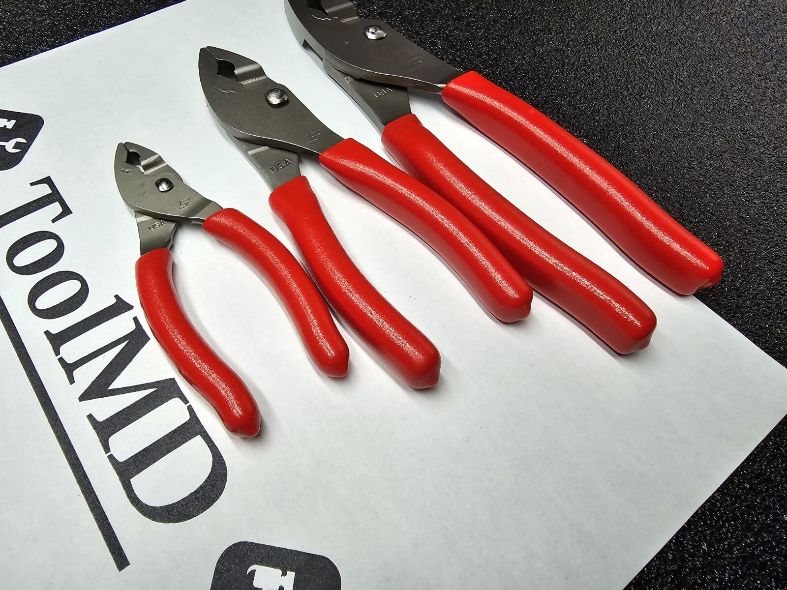 Snap-on Tools USA RED 3pc Talon Soft Grip FlankJaw Slip-Joint Plier Set HJ44BCF