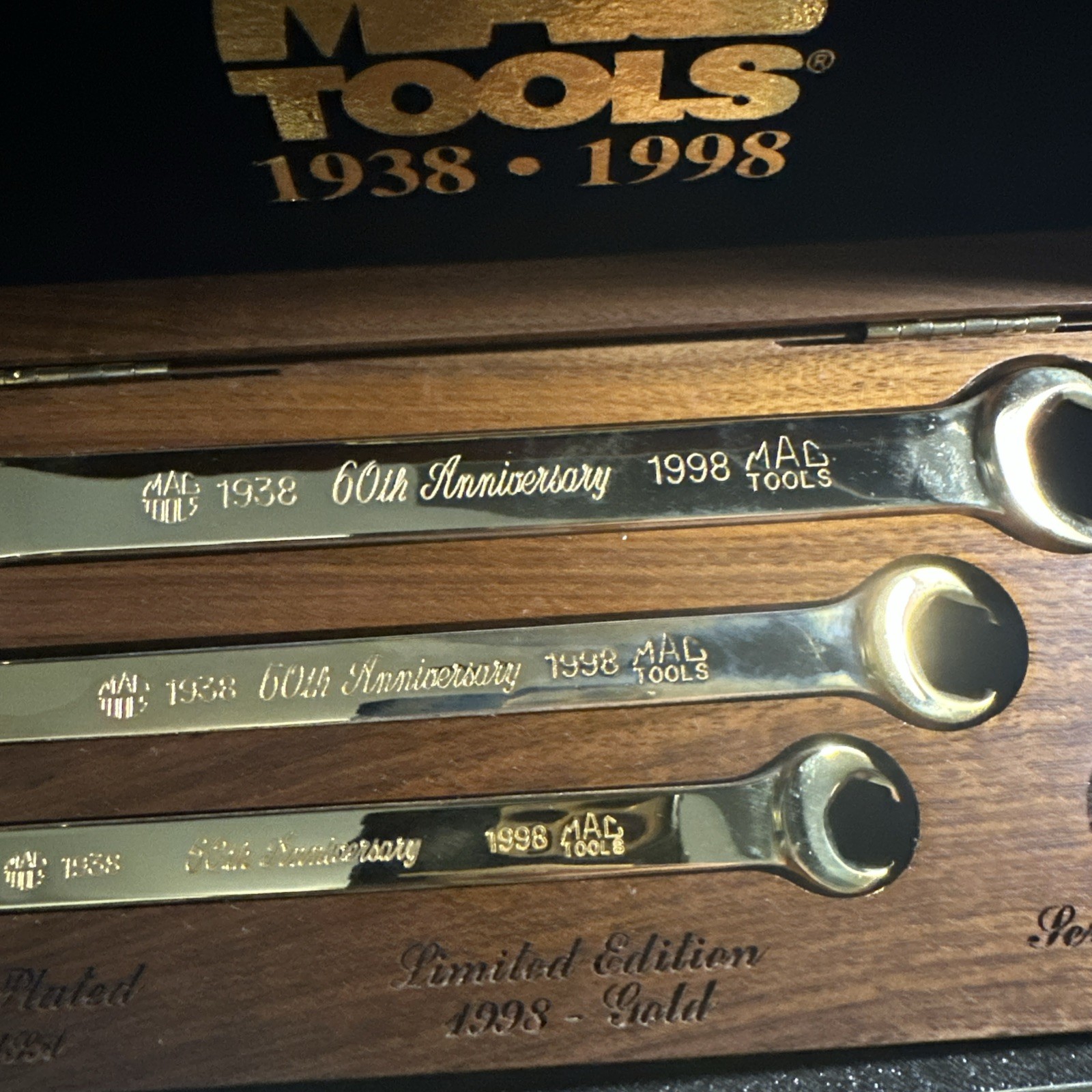 Mac Tools 1998 24K Gold Plated FLATE Nut Line Wrench Set 60th Anniversary #4895