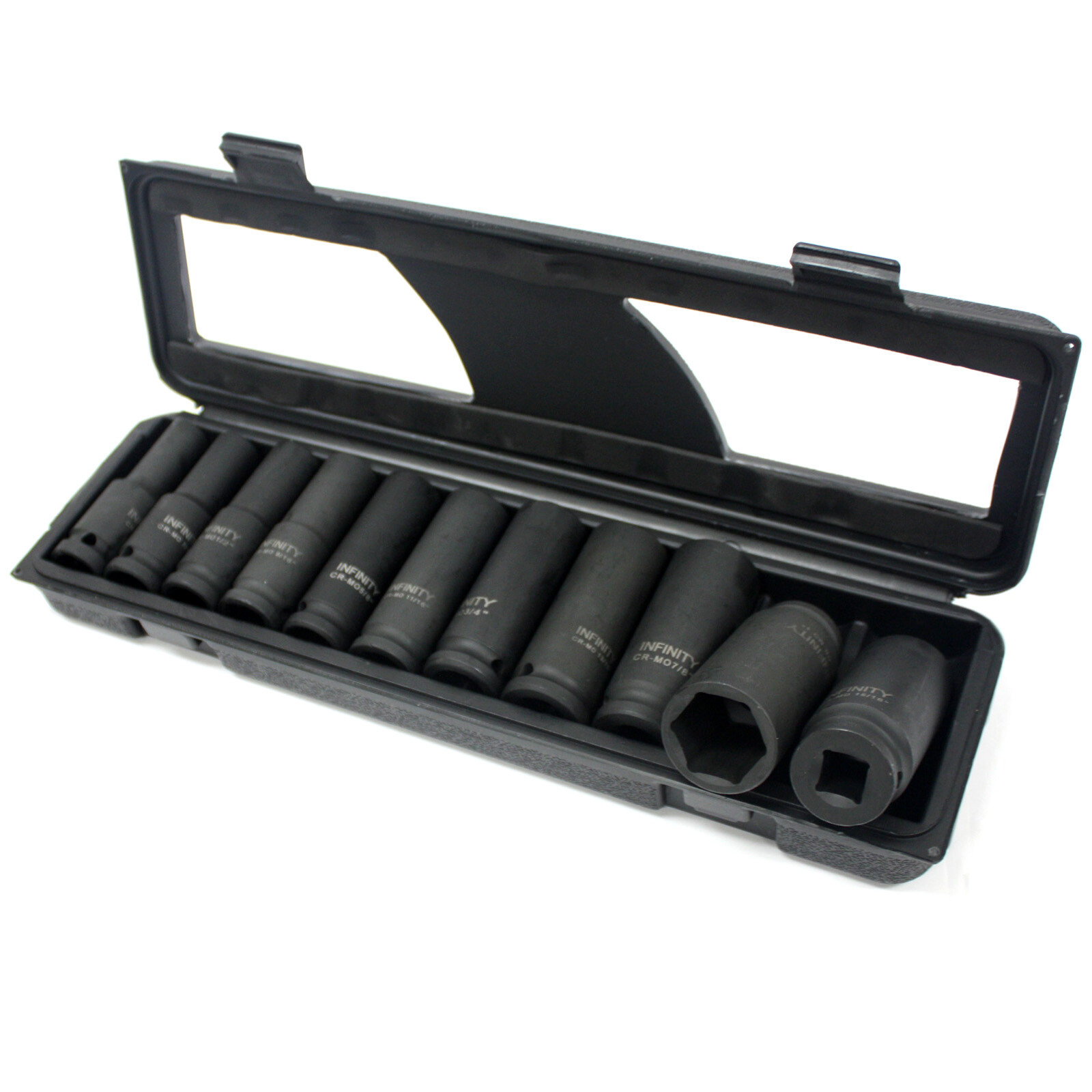 12pc SAE Set Standard 1/2″ Drive Air Deep Impact Sockets 6 points 3/8″ to 1″