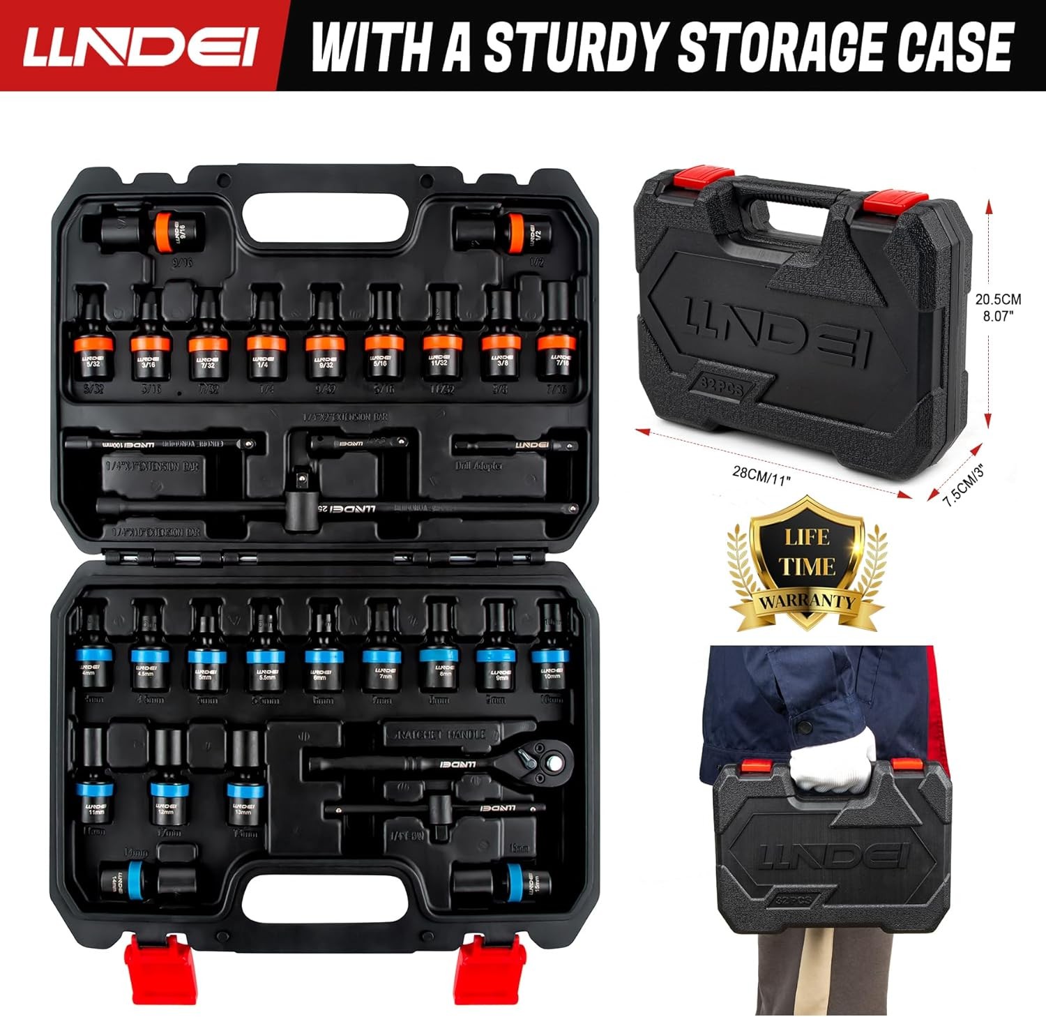 1/4-Inch Drive Swivel Socket Set, 32 33-Piece 1/4 Drive Swivel Socket Set
