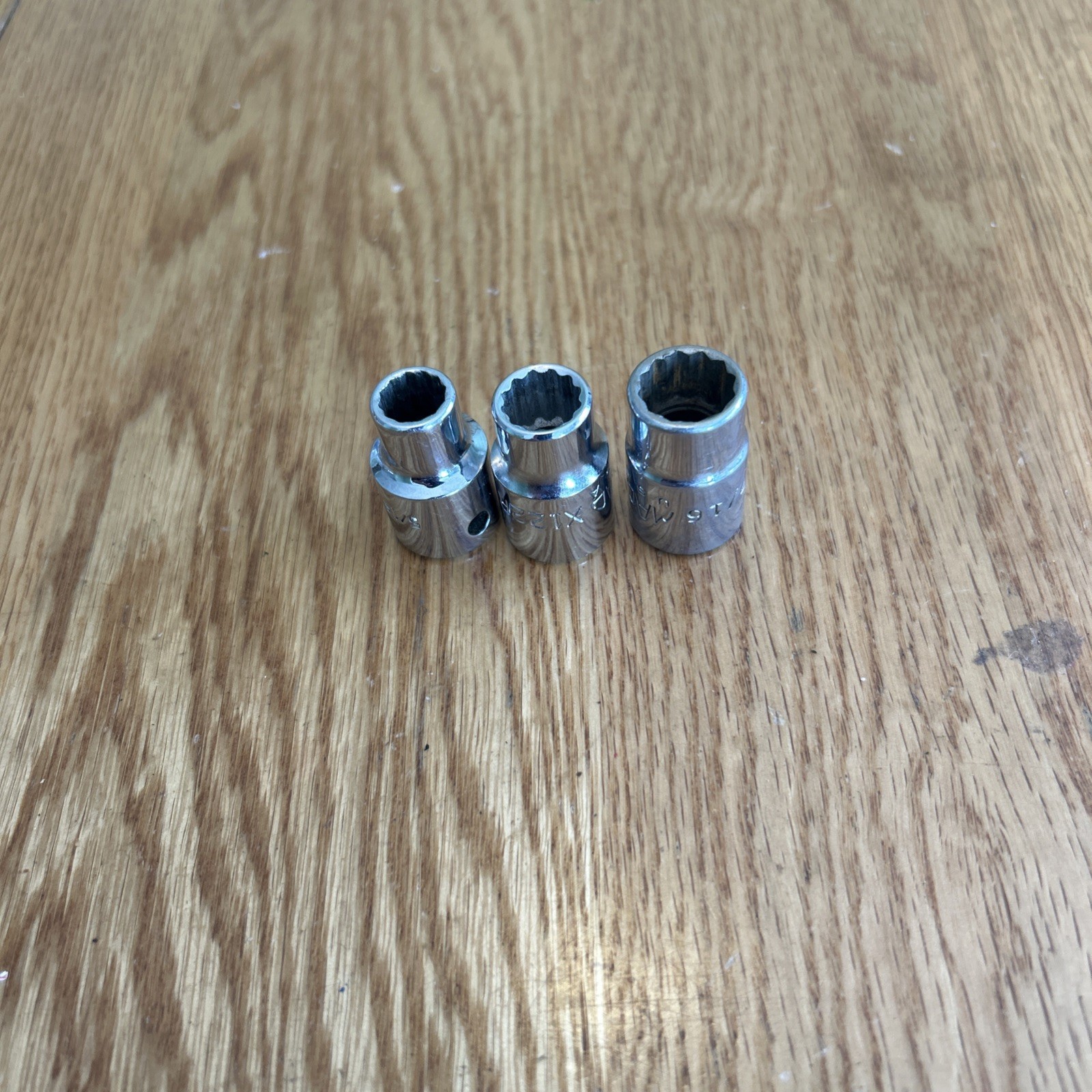 MAC (5/16″, 3/8″, 7/16″) Lot Of 3 Shallow 3/8” Drive 6 Point Sockets