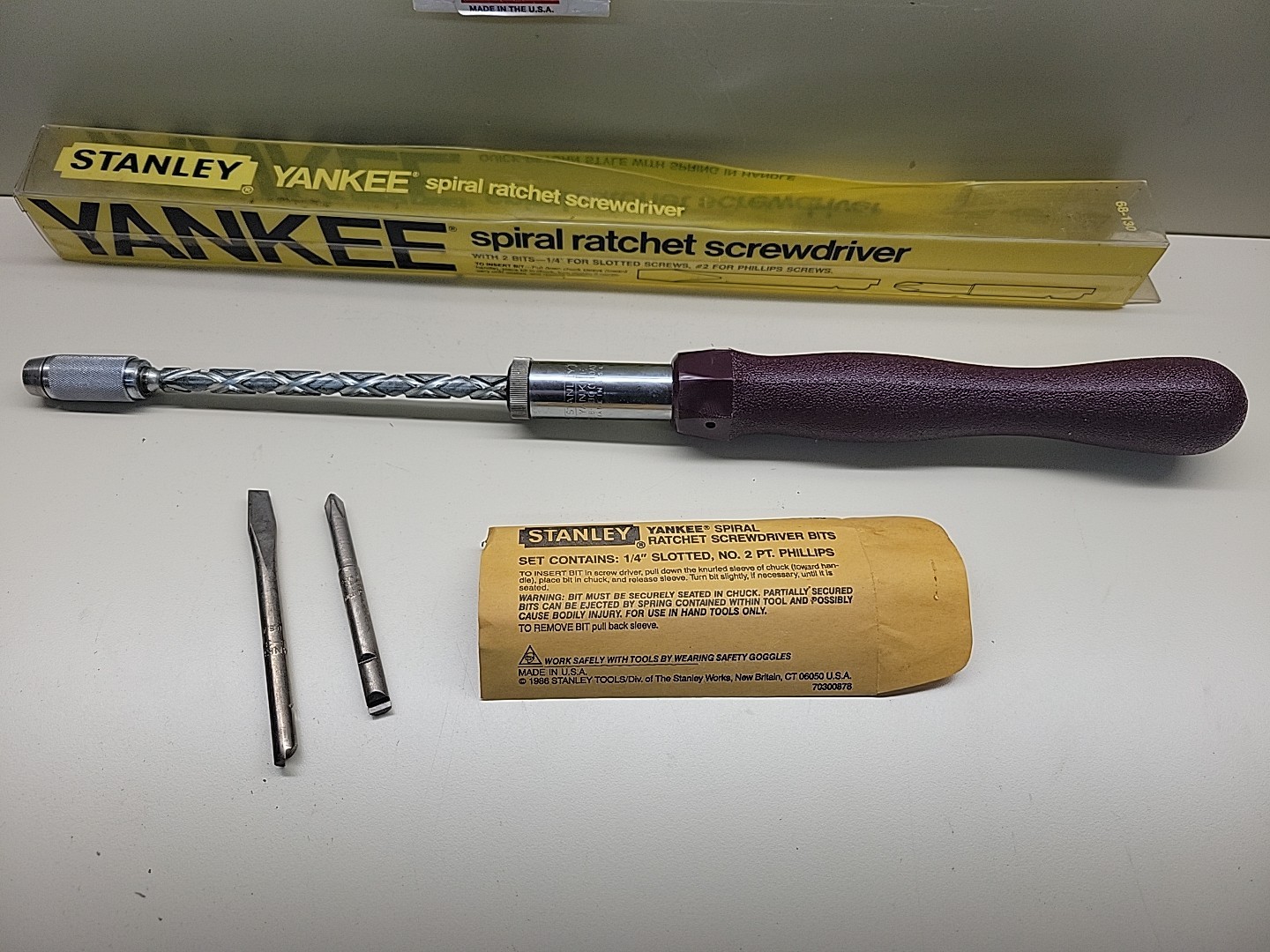 Stanley Yankee 68-130 130A Spiral Ratchet Screwdriver NOS No. 2 Phillips Flat
