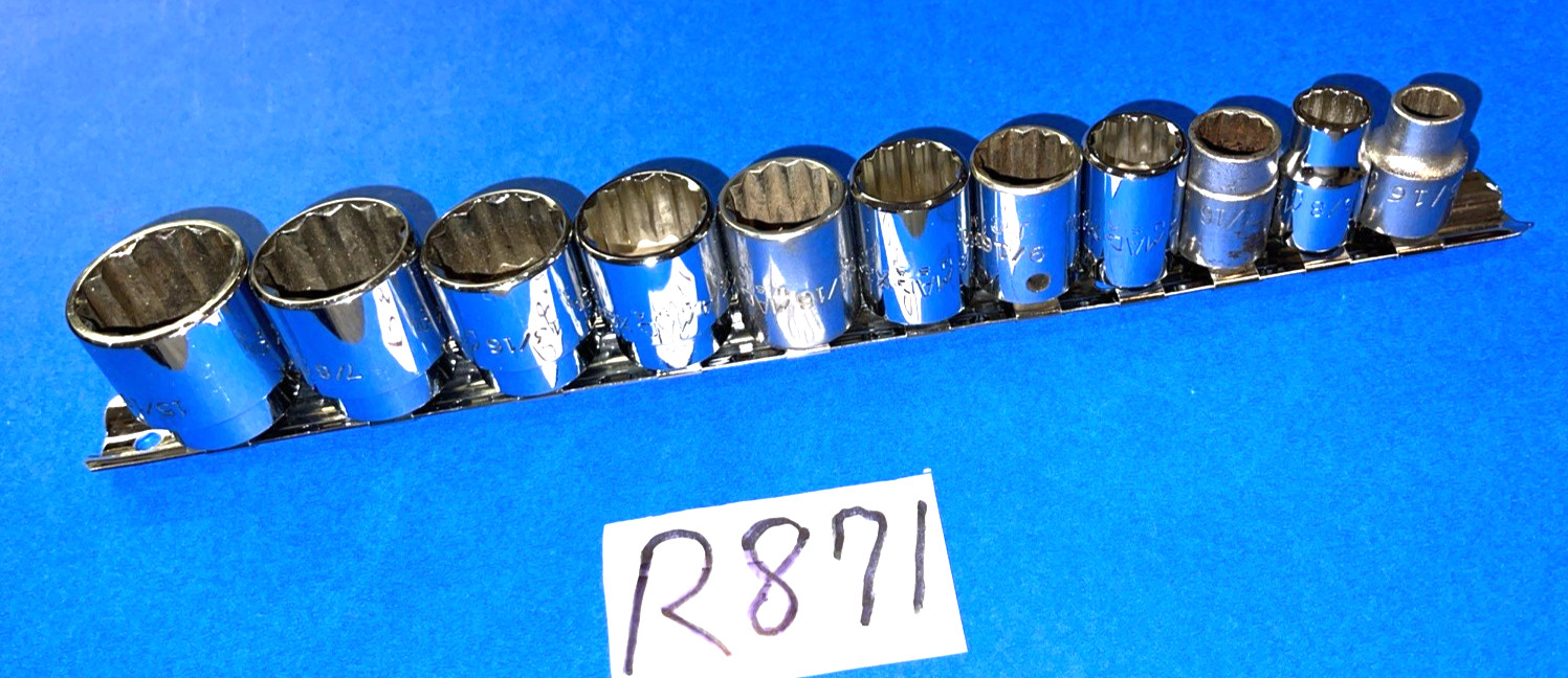 MAC TOOLS 11 PIECE 3/8 DRIVE SAE. SHORT CHROME SOCKET SET 12 POINT 5/16 – 15/16