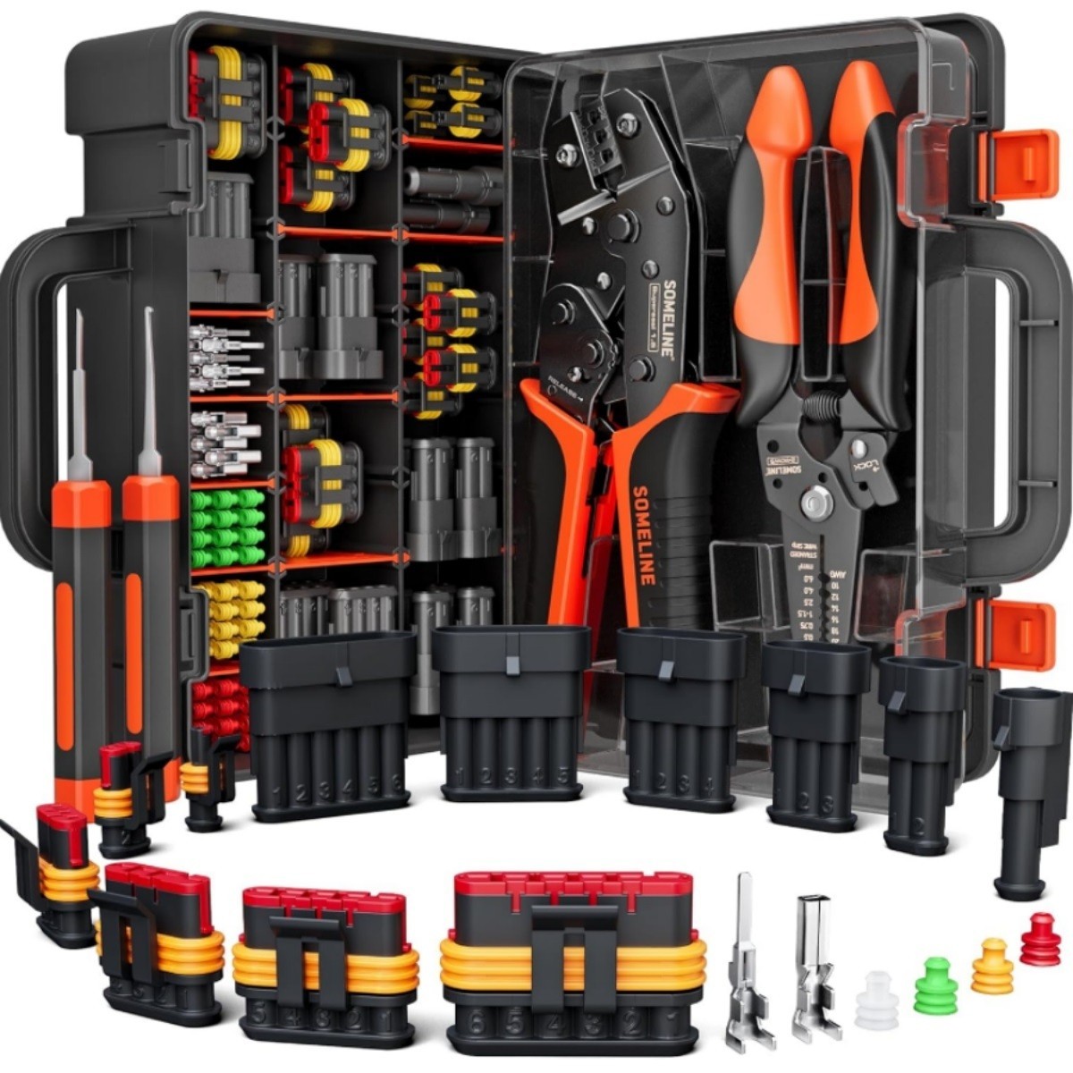 Professional Crimping Tool Kit, Waterproof Automotive Electrical Connectors Set