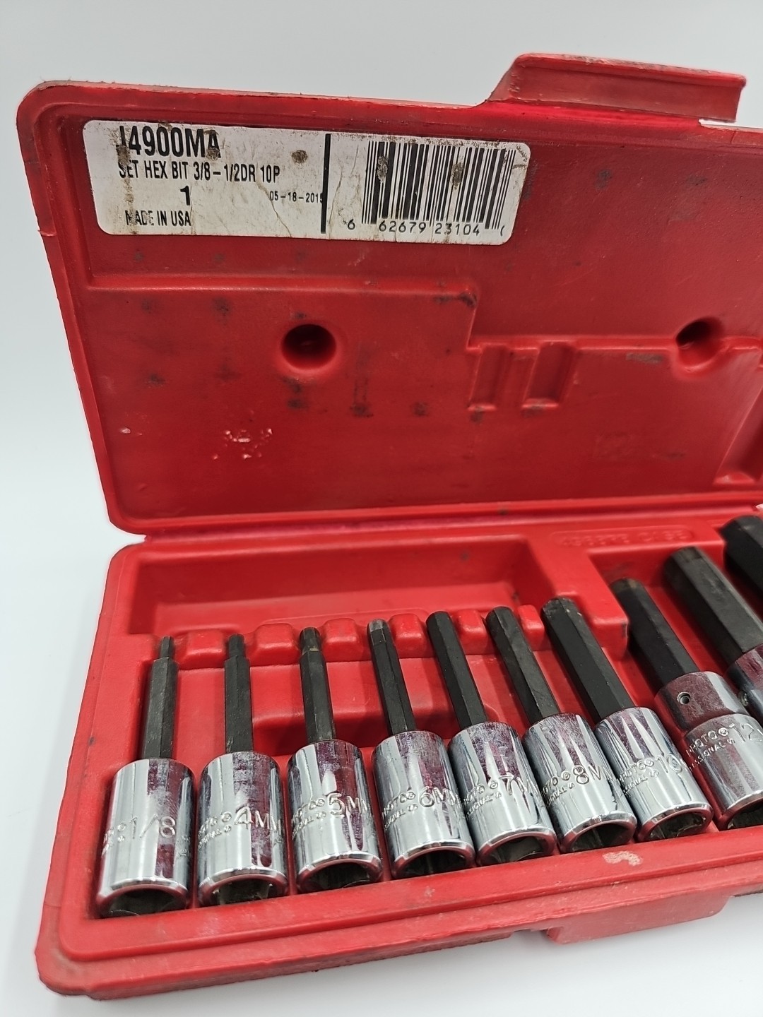 Proto Tools J4900MA Metric 10 Pc. Hex Bit Socket Set **One Missing** Please Read
