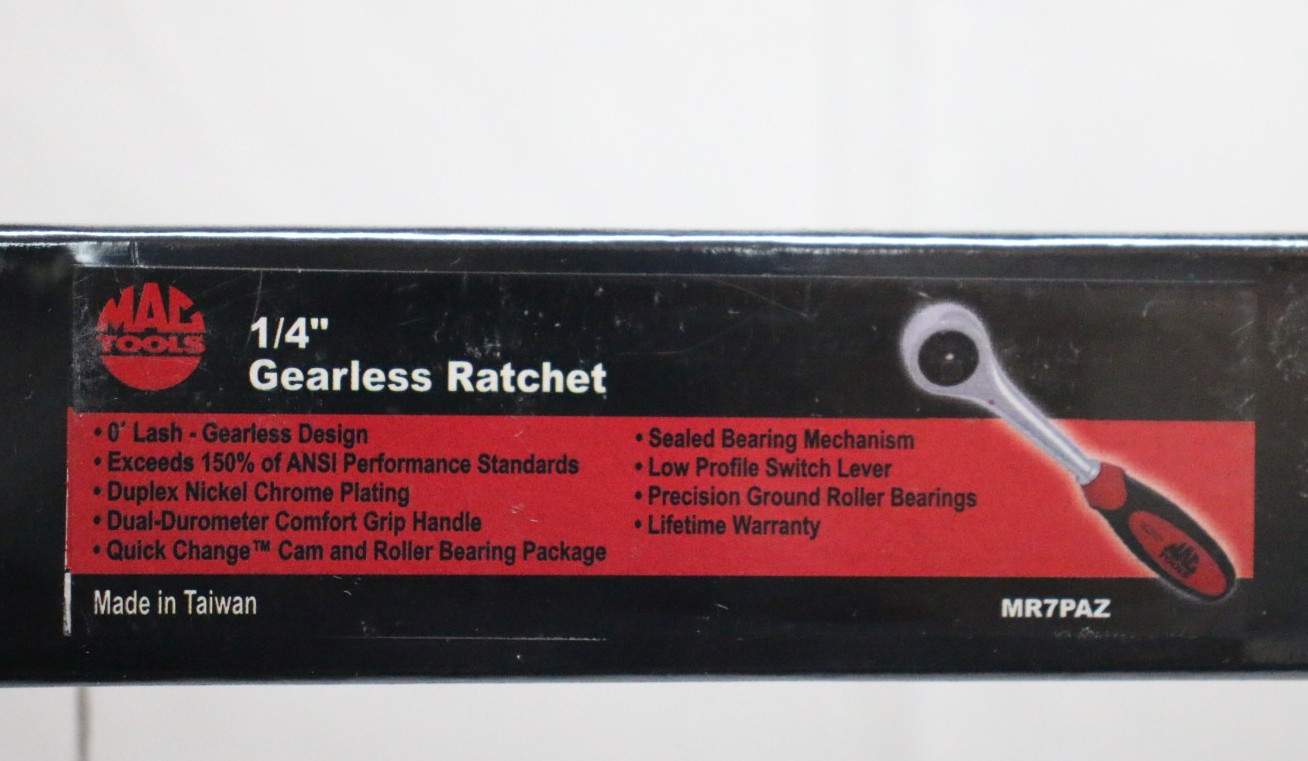 Mac Tools 1/4″ MR7PAZ Mac Tools Fixed Head Gearless Zero Click Ratchet