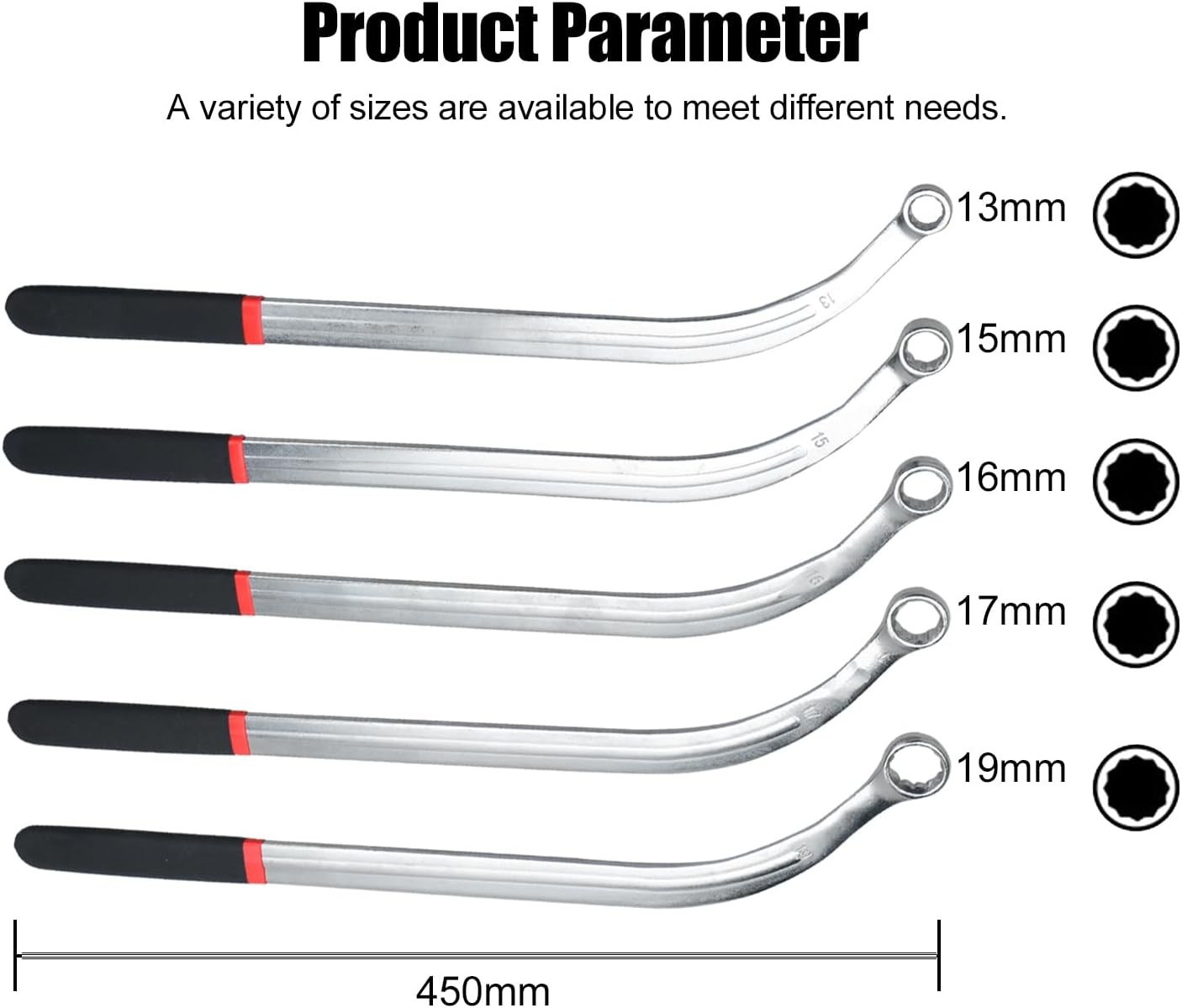 12 Point 5PC Serpentine Belt Wrench Tool Set for 13-19 mm Timing Belt Removal