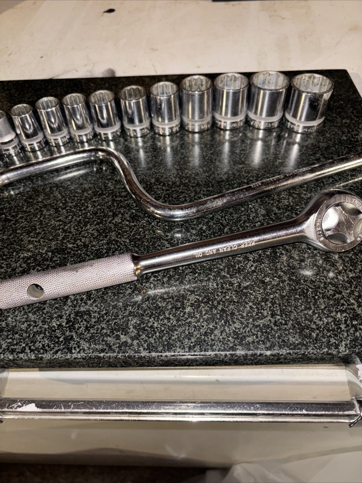 14 Piece Indestro Super 1/2” Drive Socket Set USA 7/16” To 1-1/8” Mint