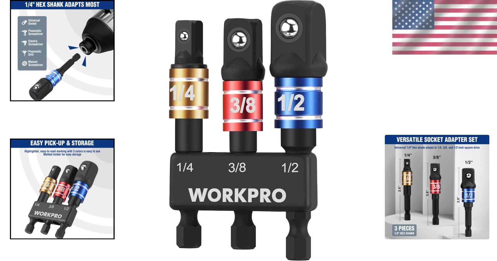 Versatile Impact Grade Socket Adapter Set – 1/4, 3/8, 1/2 Inch Compatibility
