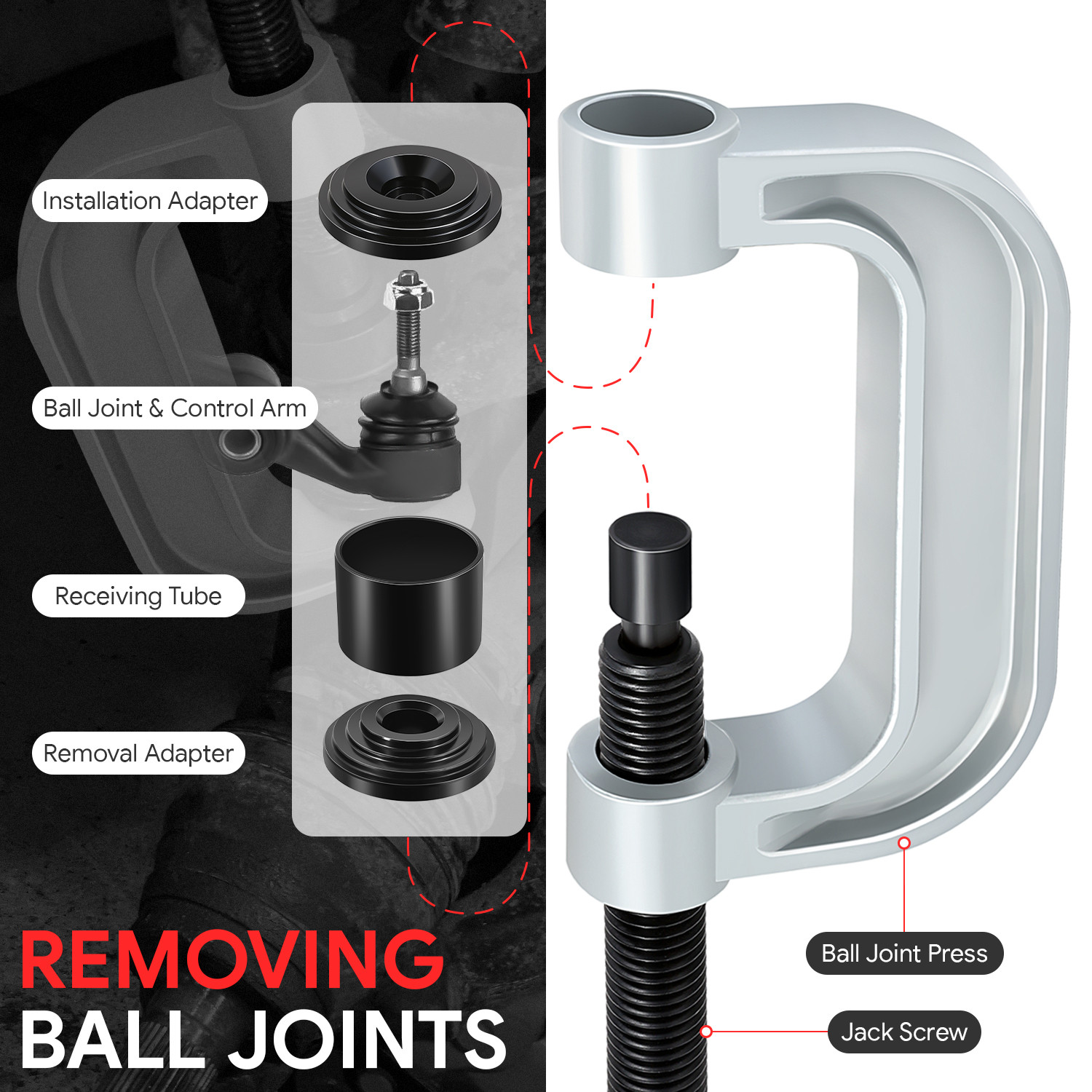 [21Pcs] Universal Ball Joint Press Service Repair Remover Adapter Tool Kit Set