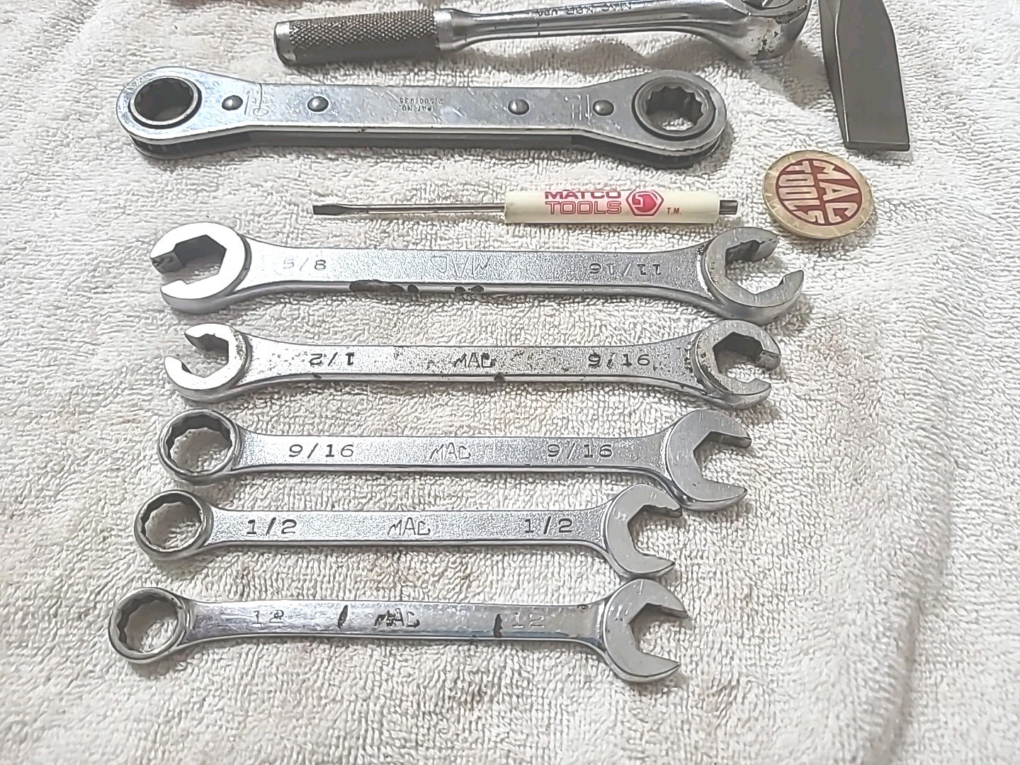 Mac Tools Lot 3/8″ Drive X8R, CH3 WELDING HAMMER 6 WRENCHES, MATCO, USA MADE.