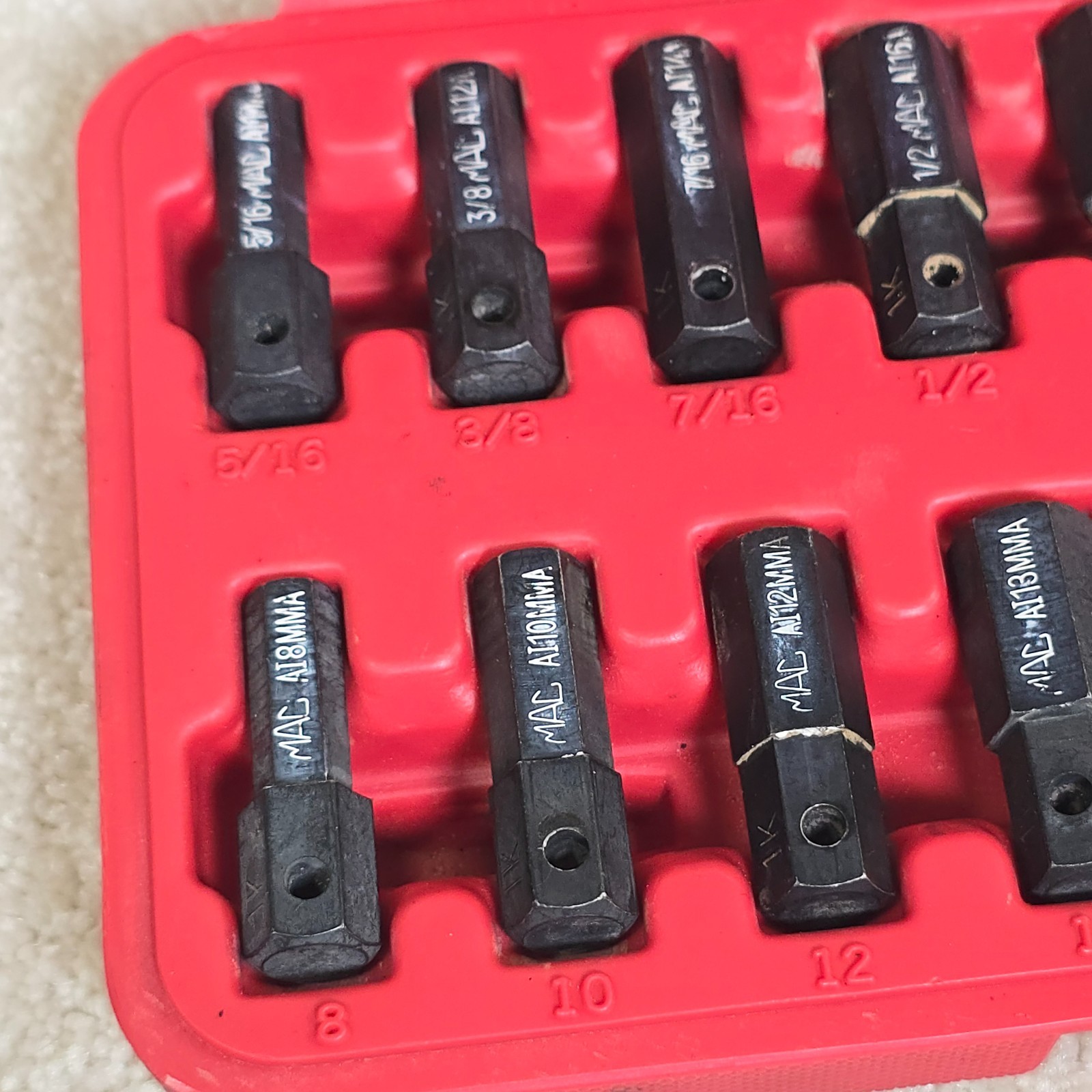 Mac Tools 16pc Hex Bit Driver Set Metric SAE SVA15B Case 8mm-19mm