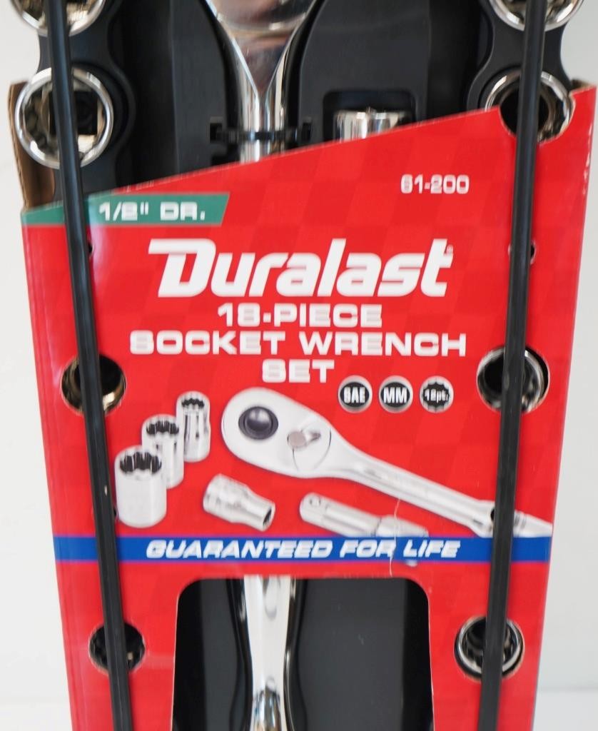 NEW – Duralast 61-200 1/2″ Drive 18-Piece SAE/Metric Socket Wrench Set
