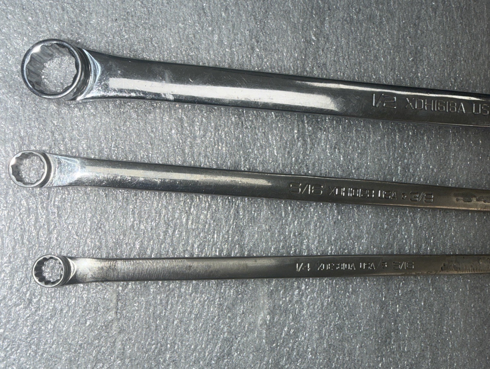 SNAP-ON 3 PC SAE Double Box End Wrench Sizes 1/4”5/16”3/8”5/16”1/2”9/16 USA