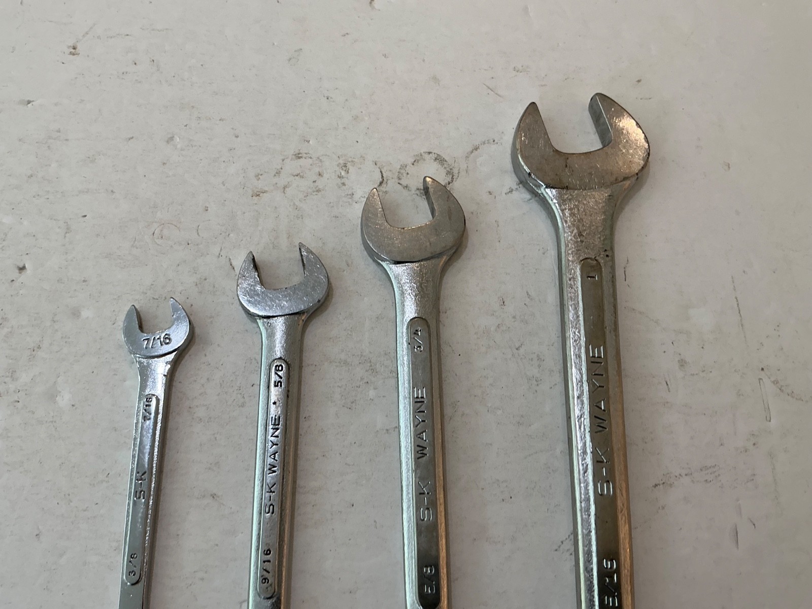 S-K 4 pc Alloy open end wrench set 3/8″-1″ made in USA