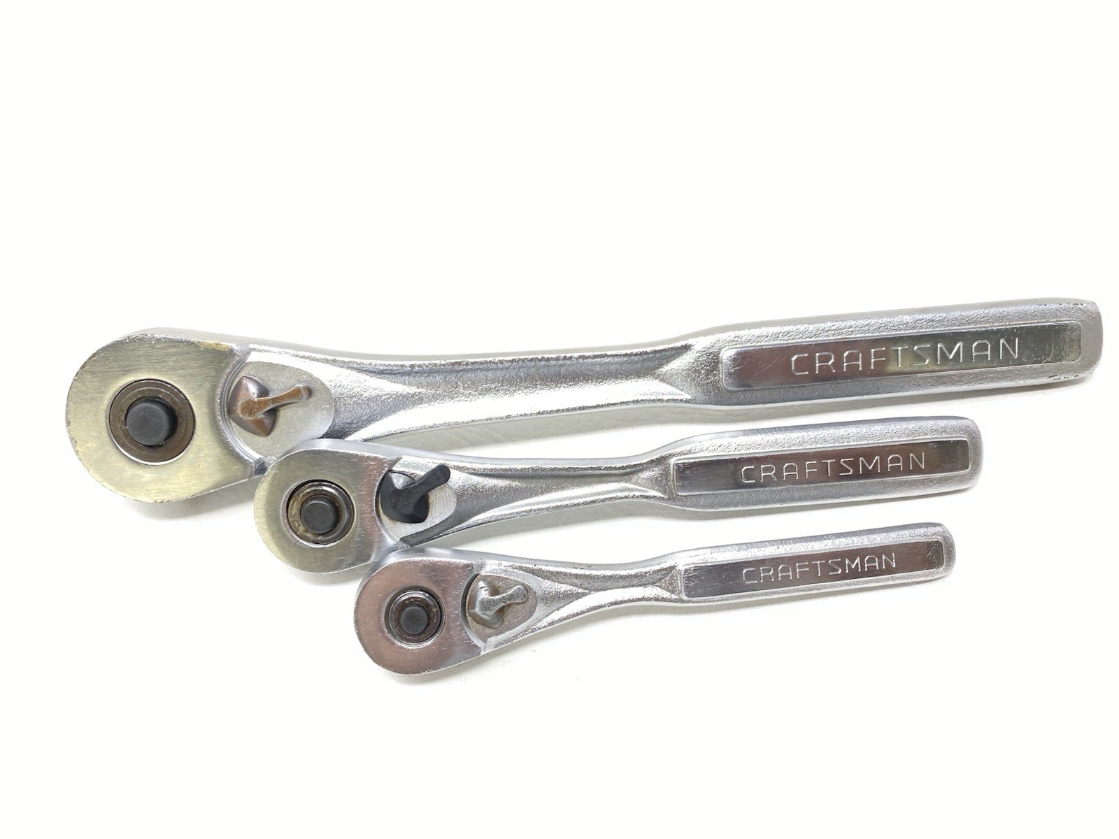 Vintage Craftsman USA Made 3pc Ratchet Set 1/4″, 3/8″, 1/2″ DR 44807 44809 44811