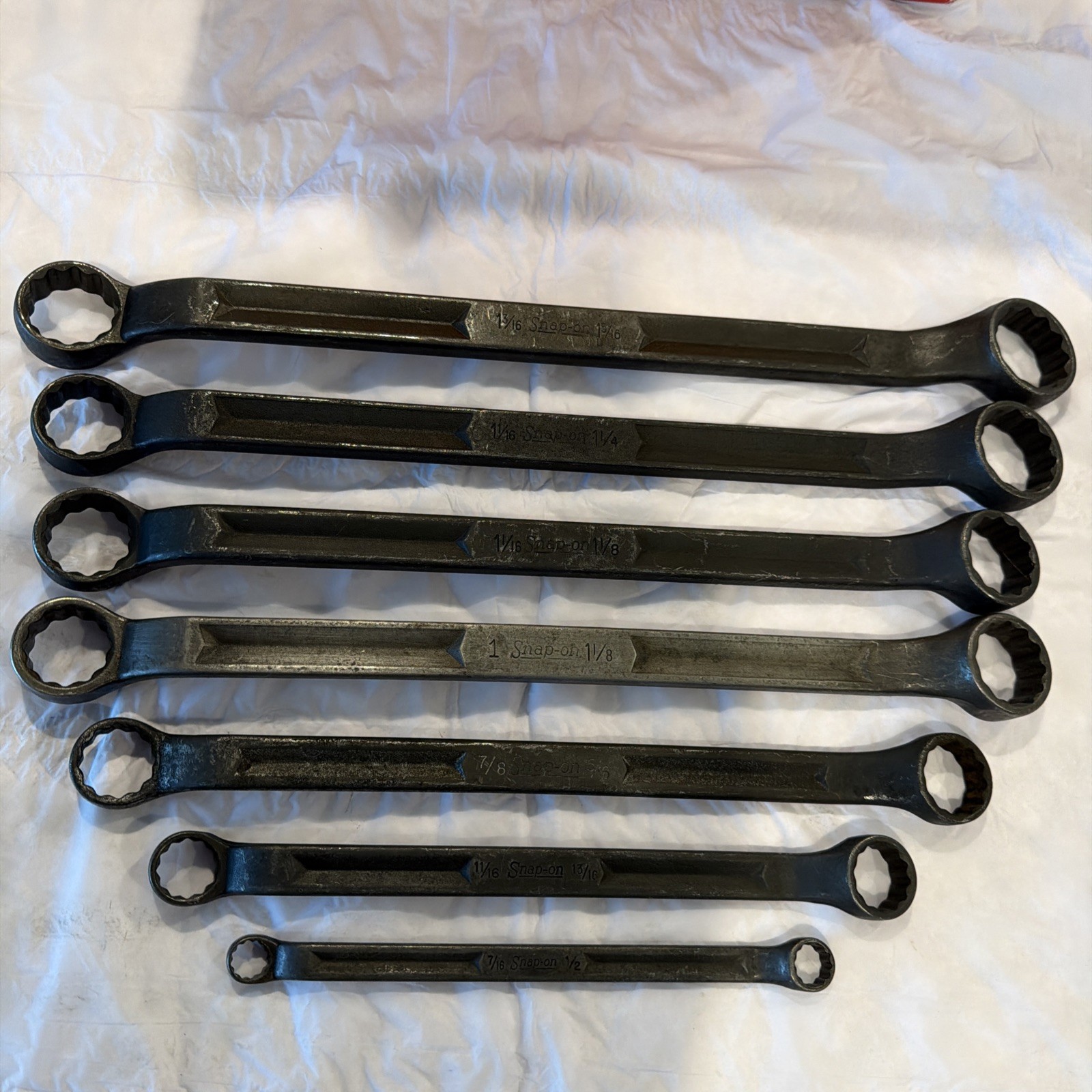 Snap On 7/16” to 1-5/16” 12PT Industrial Finish 7pc Offset Box End Wrench set