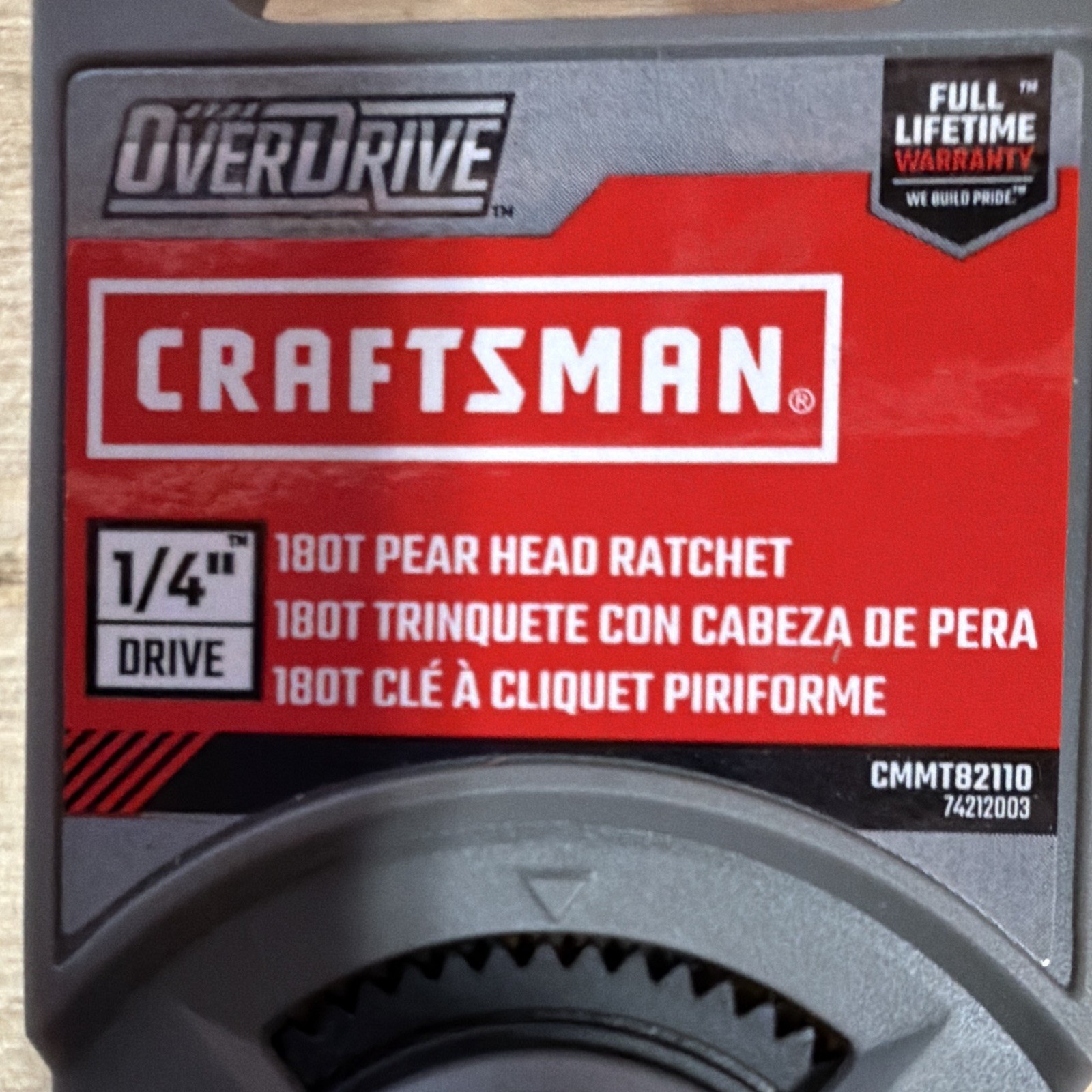 Craftsman Overdrive 1/4″ Drive 180T Pear Head Ratchet CMMT82110