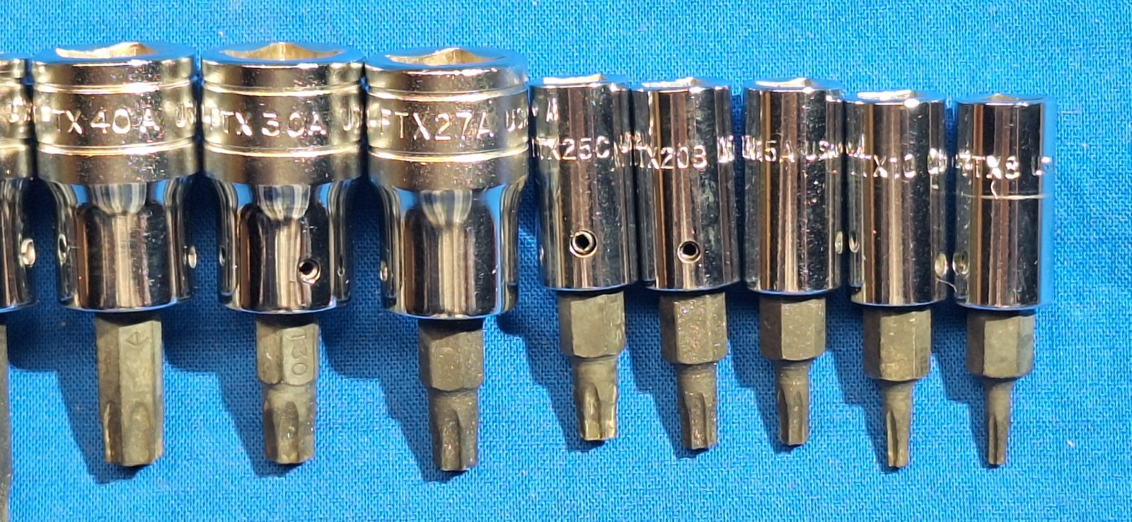 1986 Snap-On 211FTXY +1 12pc Torx bit socket set T55-T8 Includes FTX500 GM torx