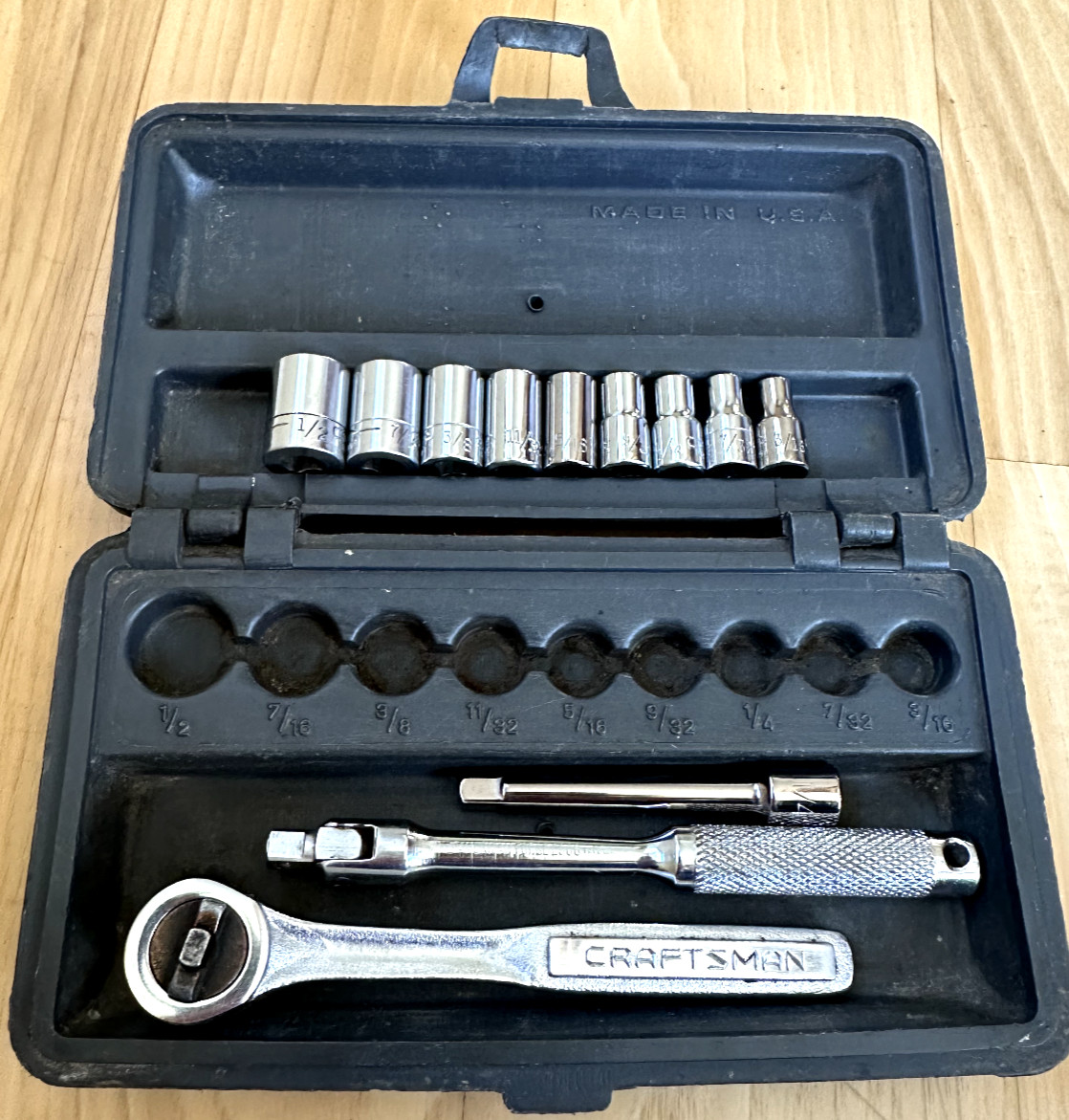 Craftsman Tools 1/4″ Ratchet Socket Set General Service Extension Lot SAE Case